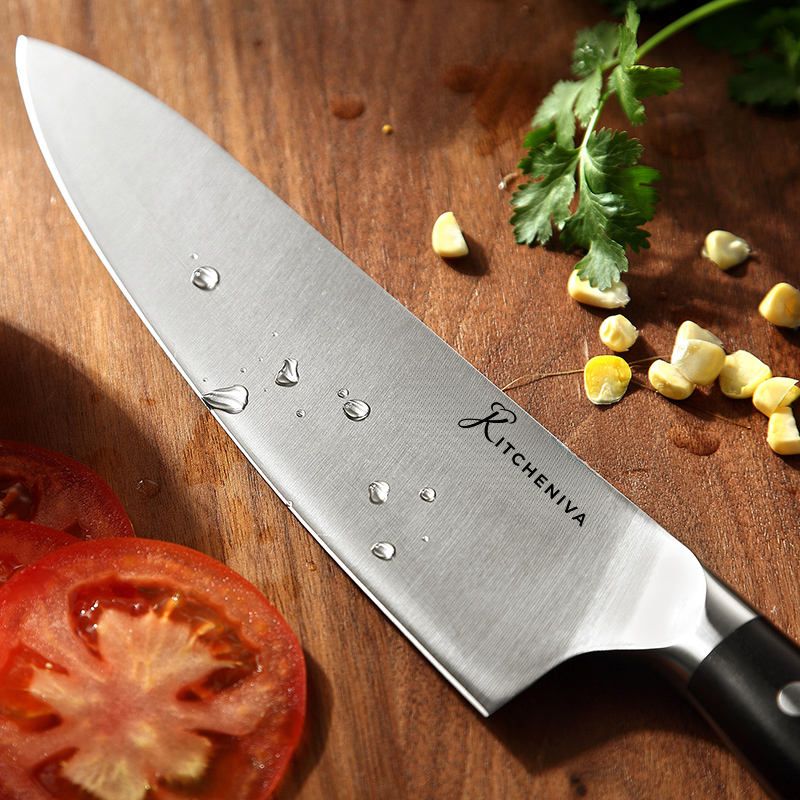 Kitcheniva 3-Piece German Stainless Steel Kitchen Knife Set with Ebony Wood Handle