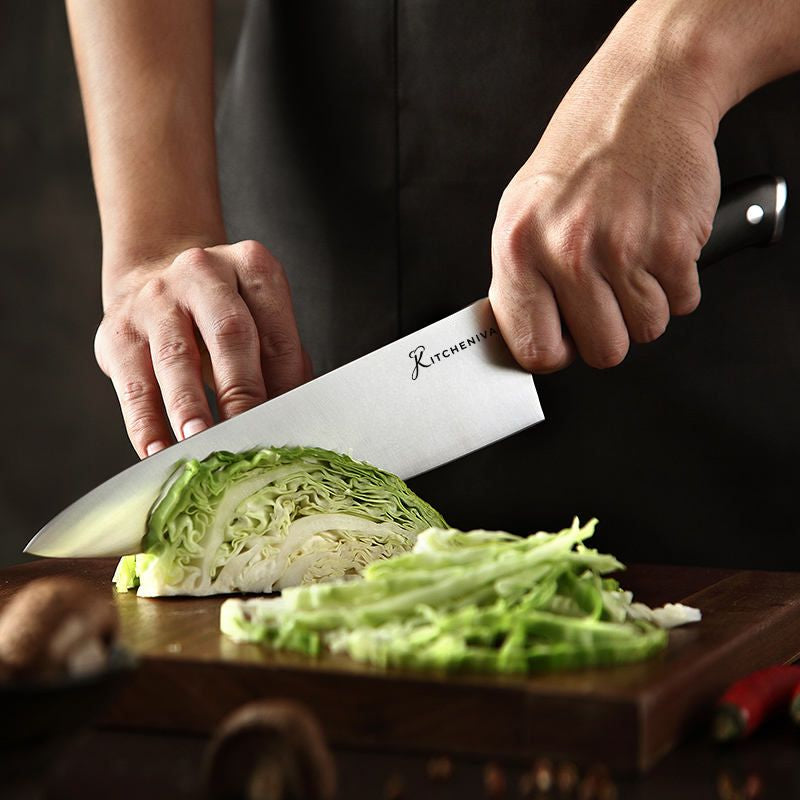 Kitcheniva 3-Piece German Stainless Steel Kitchen Knife Set with Ebony Wood Handle