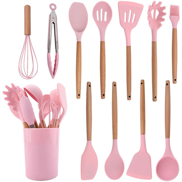 Kitcheniva Heat Resistant Silicone Cooking Utensils Set With Storage Box Tools