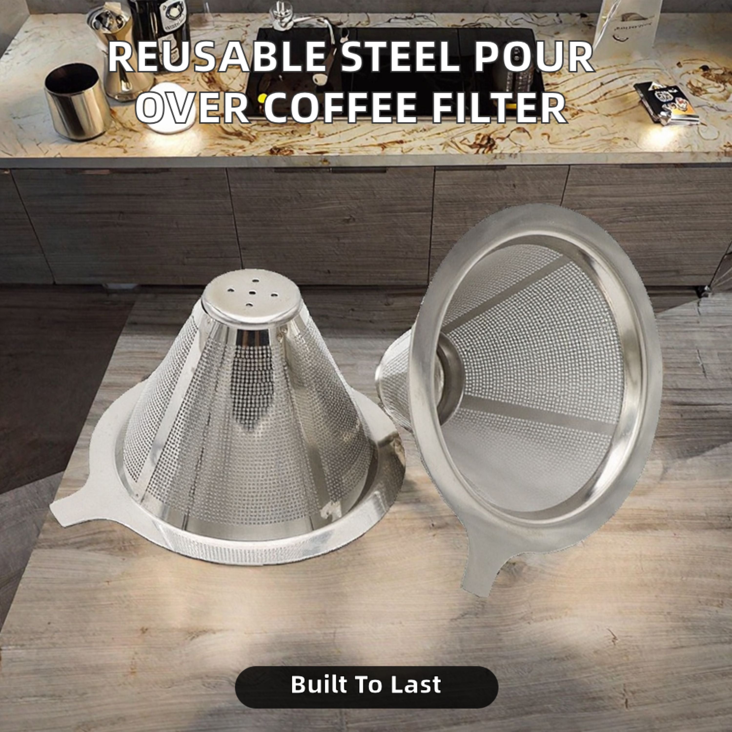 Kitcheniva Reusable Stainless Steel Mesh Pour-Over Coffee Dripper Filter