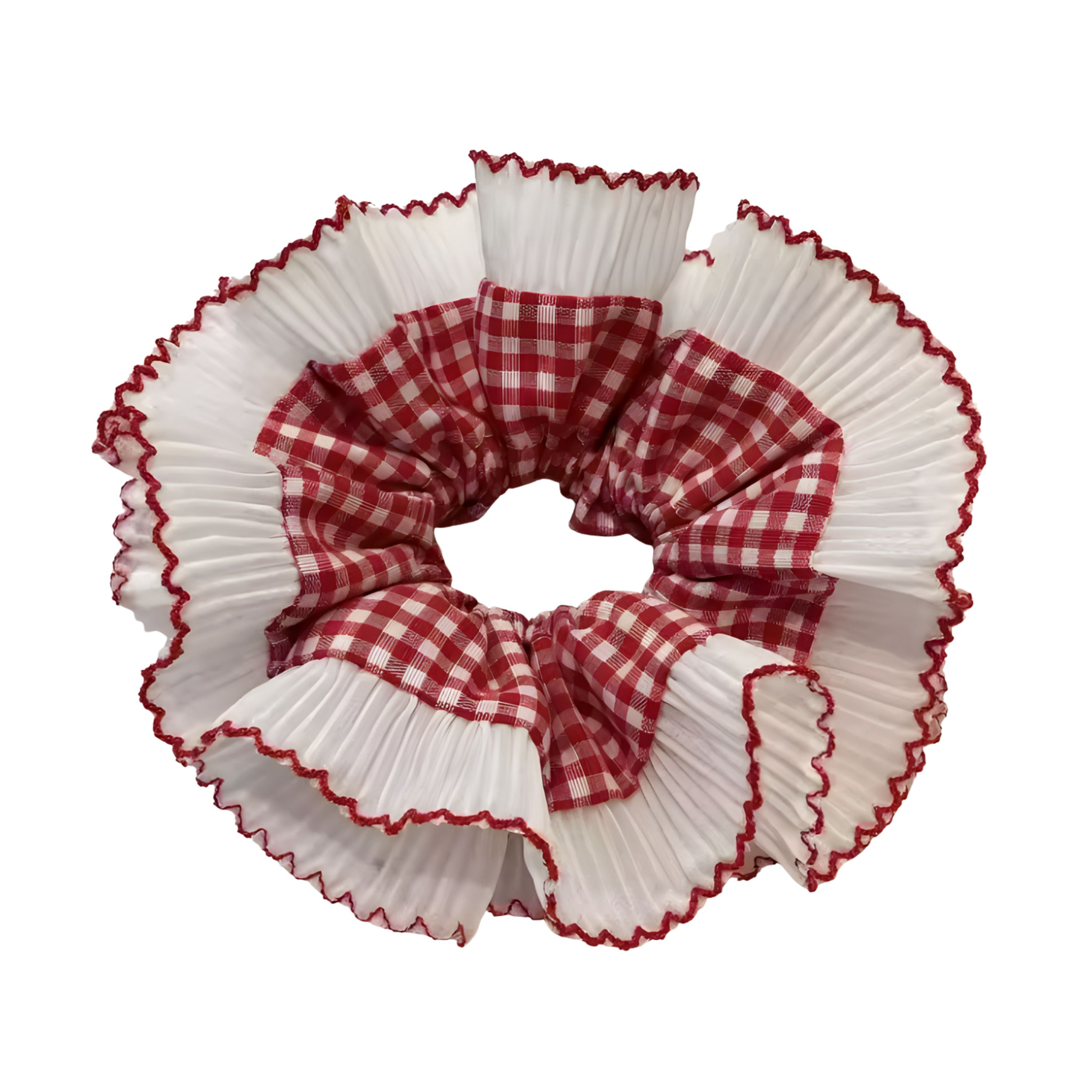 Kitcheniva Large Double-Layer Scrunchie 1 Pcs, Red Checkered