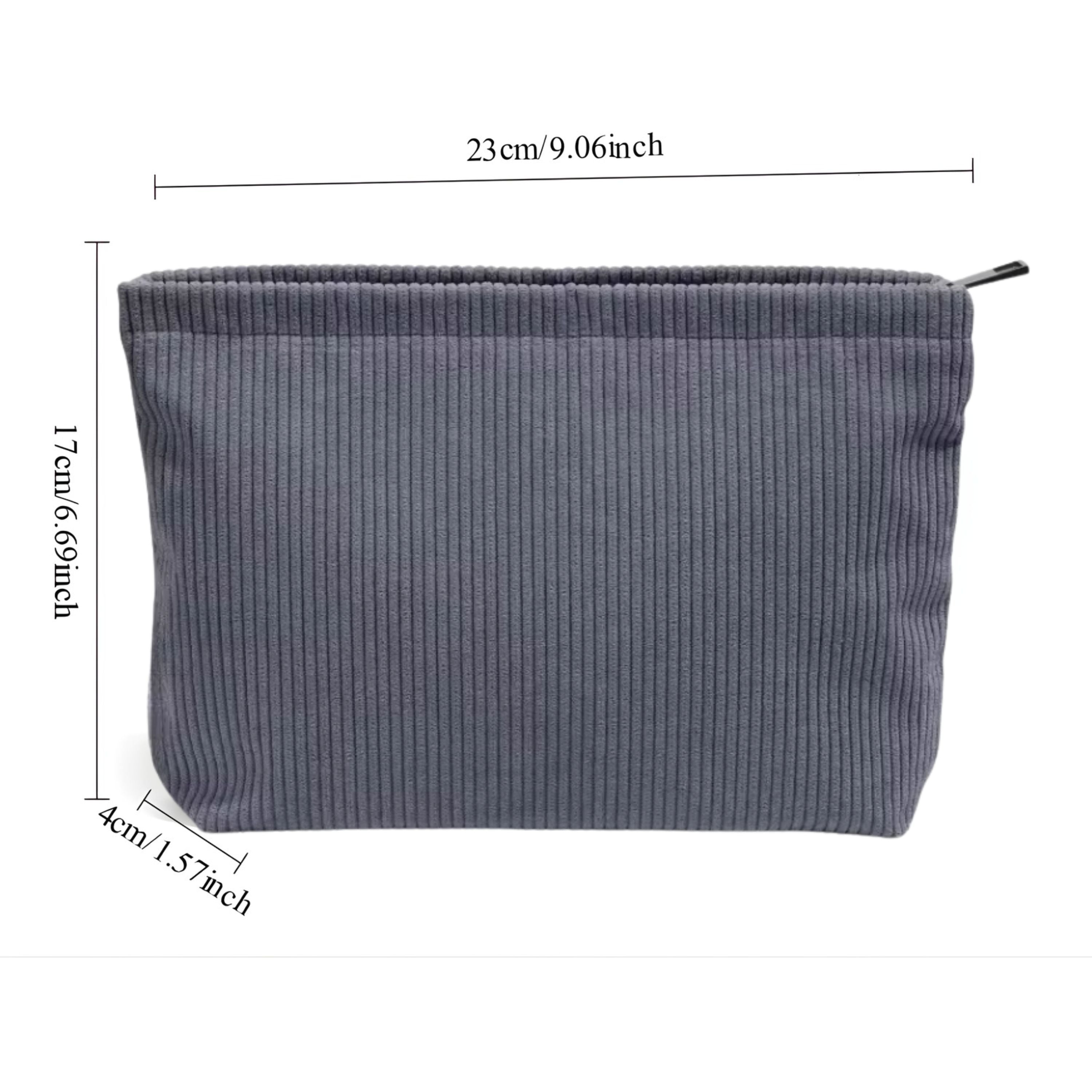 Kitcheniva Corduroy Makeup Bag with Zipper Closure, Gray