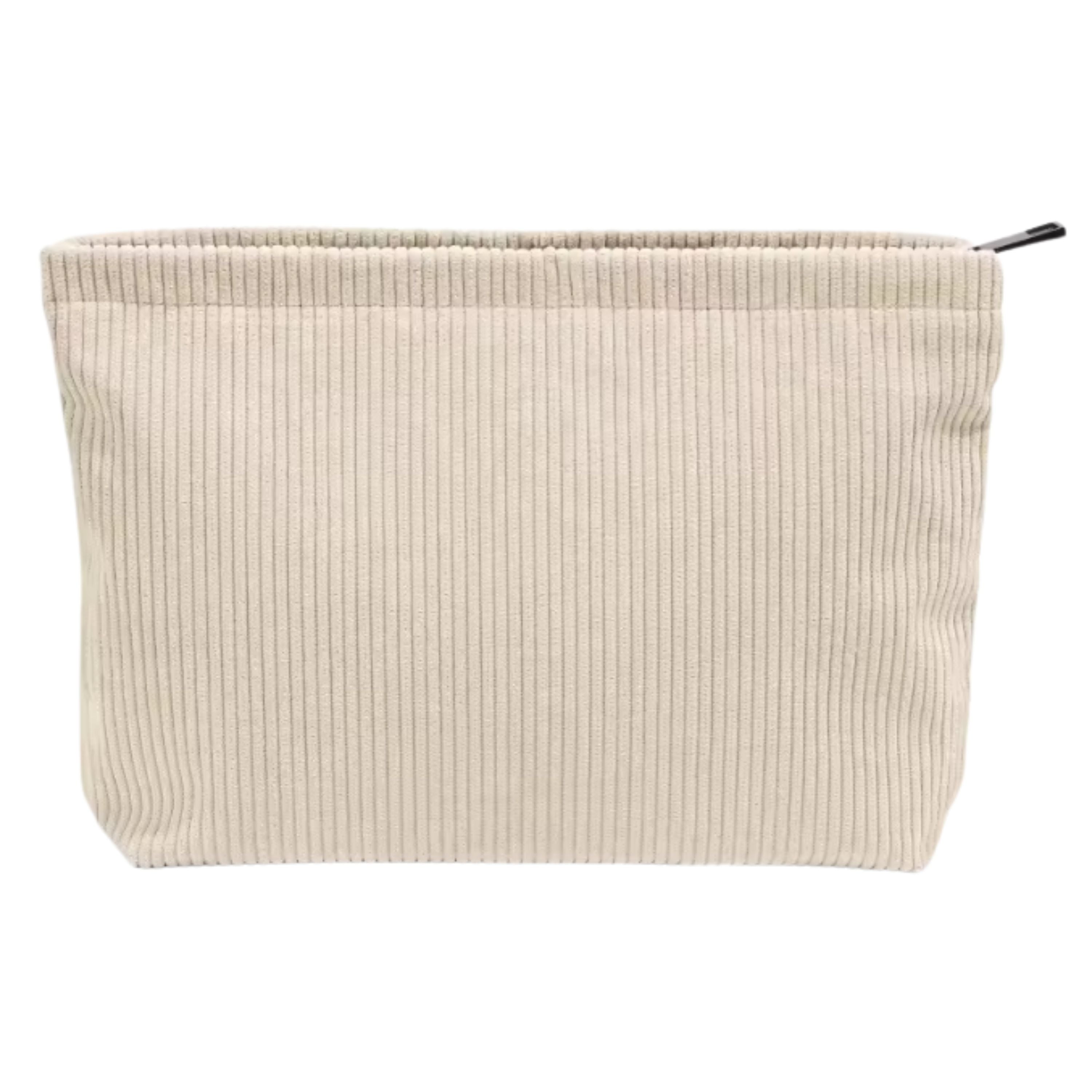 Kitcheniva Corduroy Makeup Bag with Zipper Closure, Beige