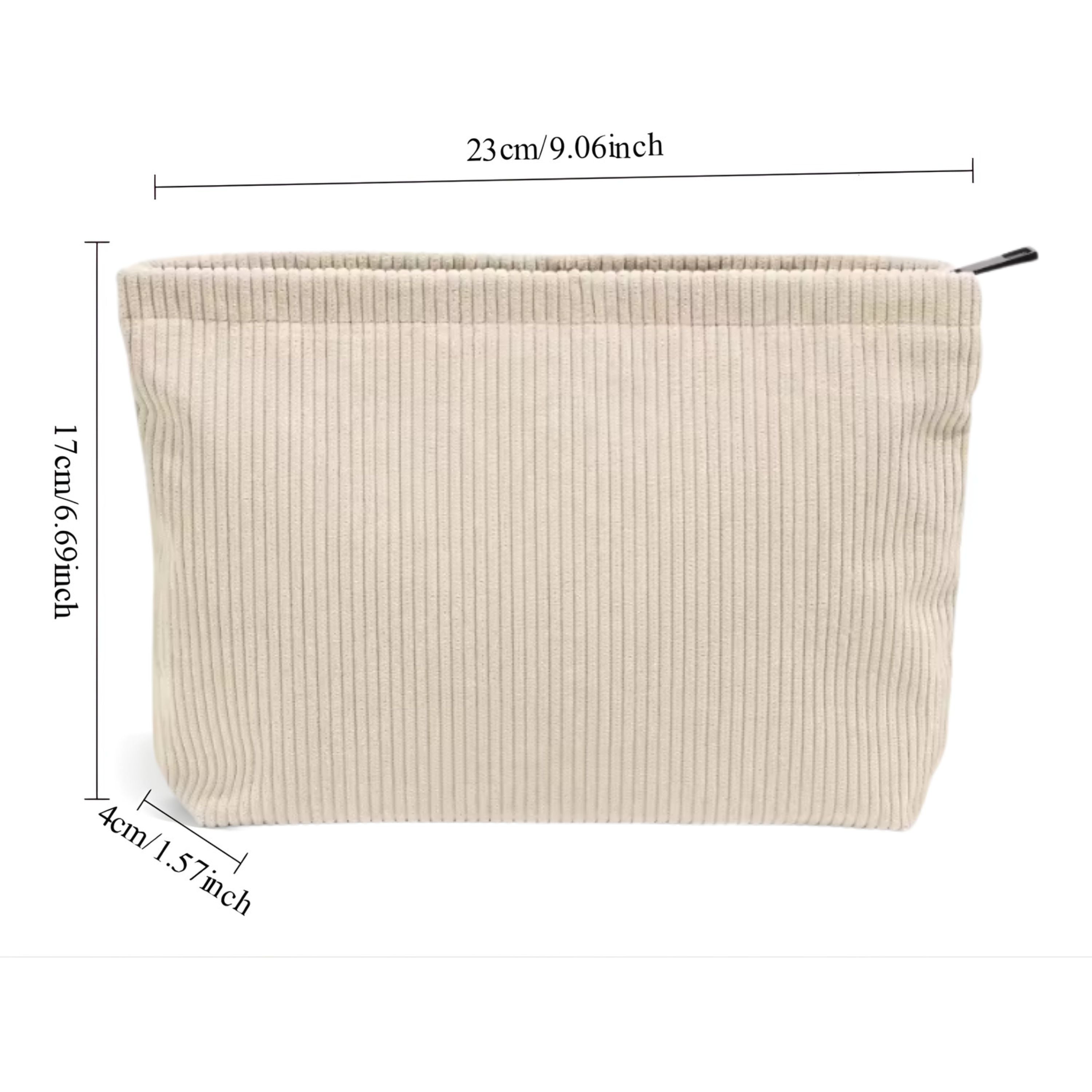 Kitcheniva Corduroy Makeup Bag with Zipper Closure, Beige