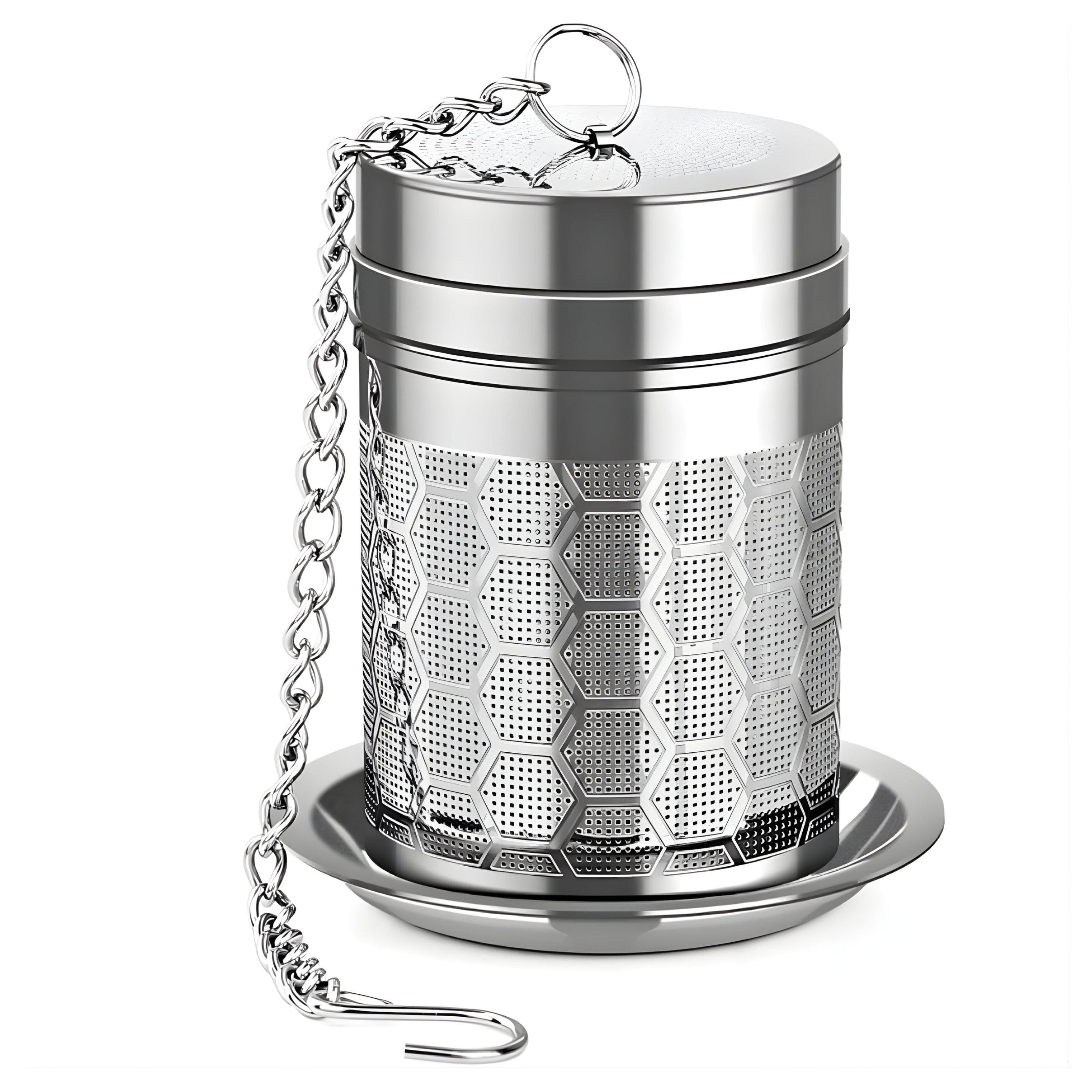 Kitcheniva Stainless Steel Fine Mesh Tea Infuser with Chain & Drip Tray