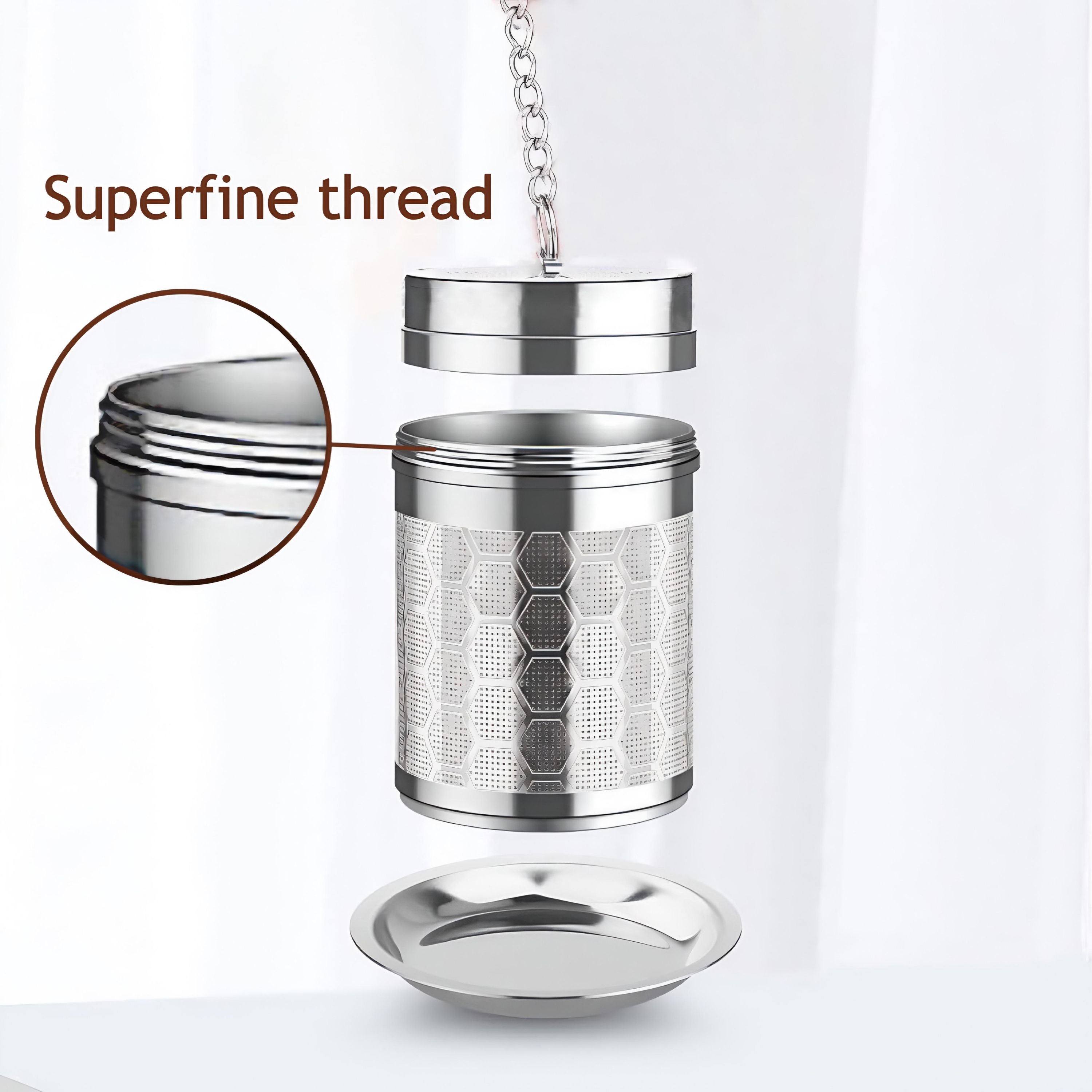 Kitcheniva Stainless Steel Fine Mesh Tea Infuser with Chain & Drip Tray