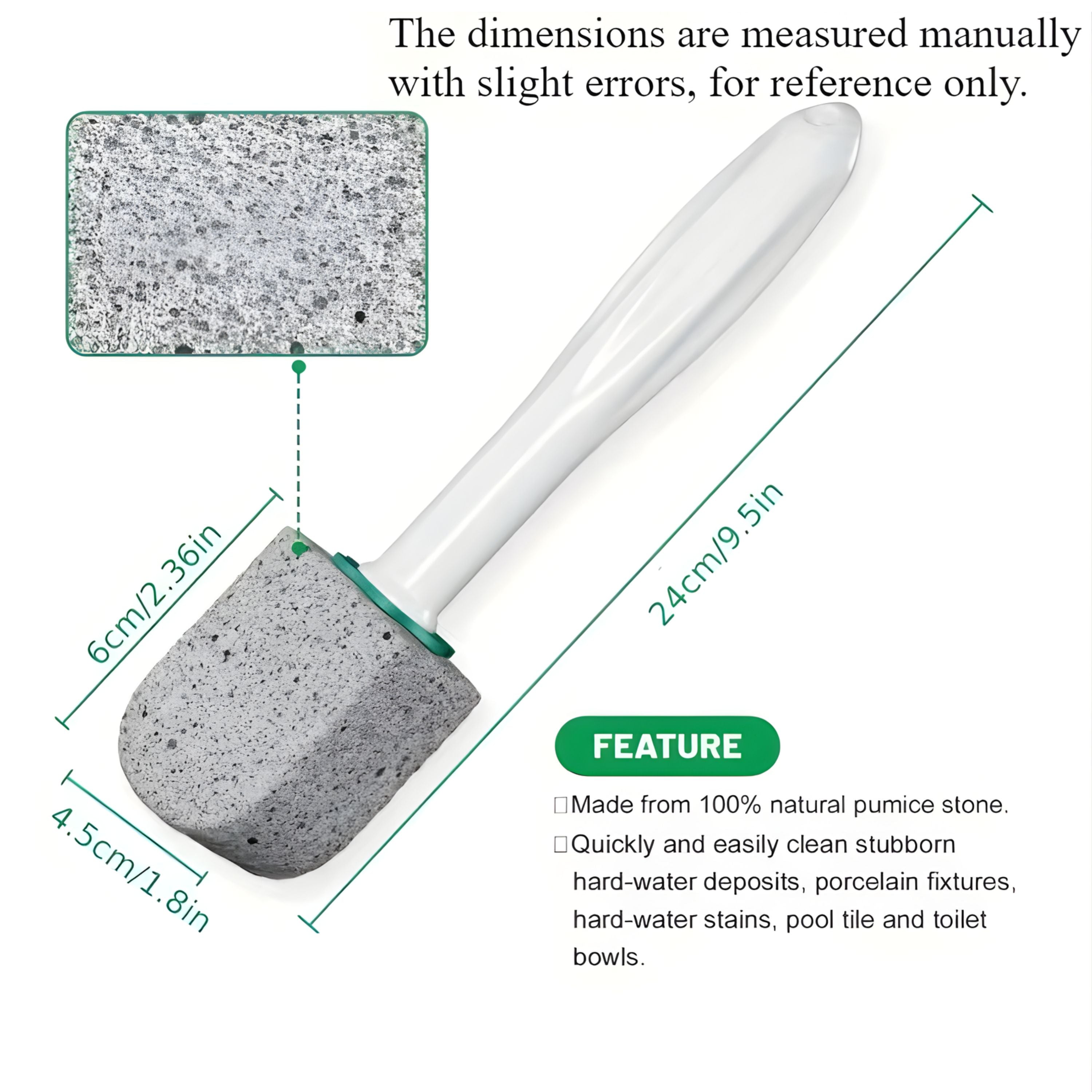 Kitcheniva Pumice Stone Toilet Bowl Cleaner with Handle (5 Pack)- 5 Pumice Stone Heads & 1 Handle