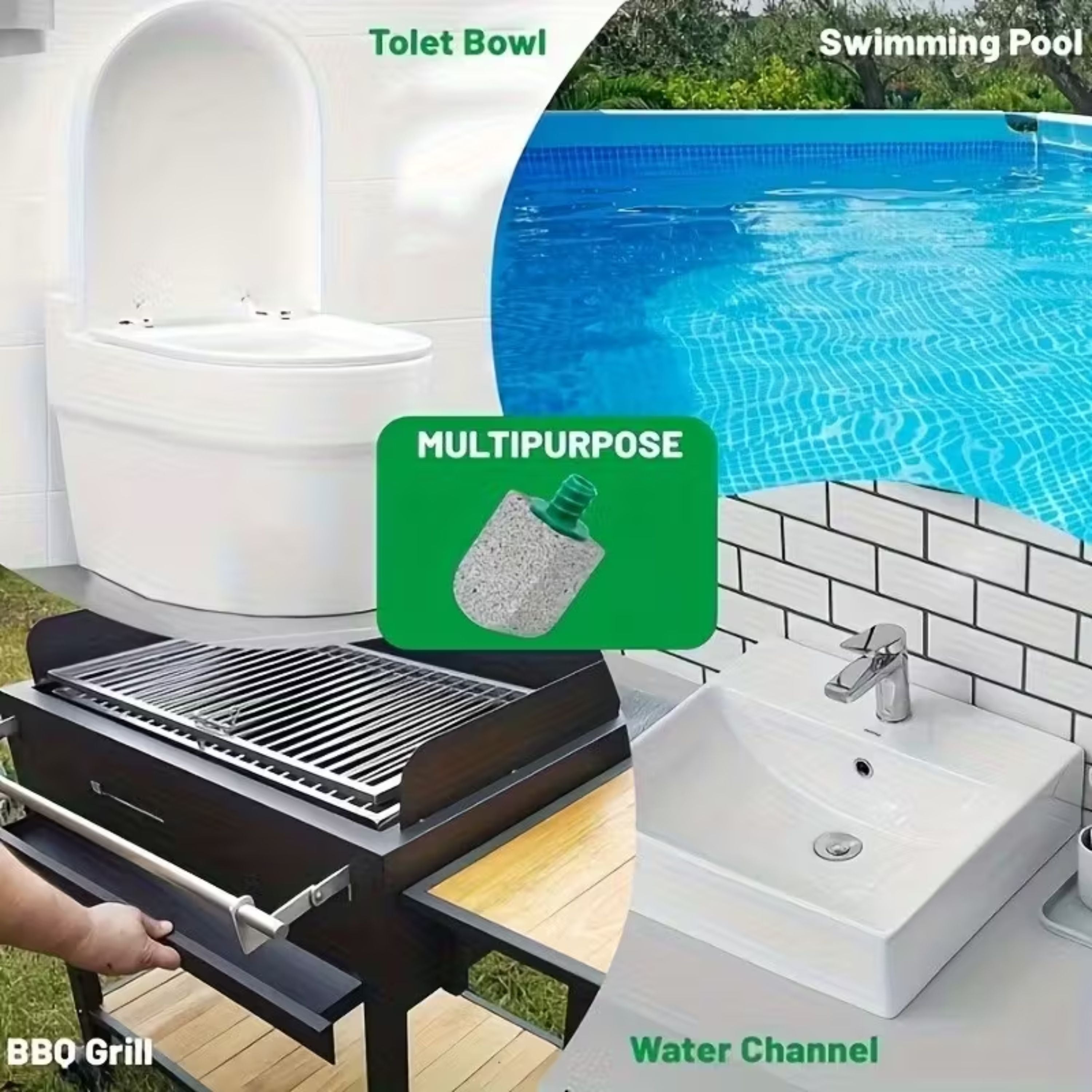 Kitcheniva Pumice Stone Toilet Bowl Cleaner with Handle (5 Pack)- 5 Pumice Stone Heads & 1 Handle