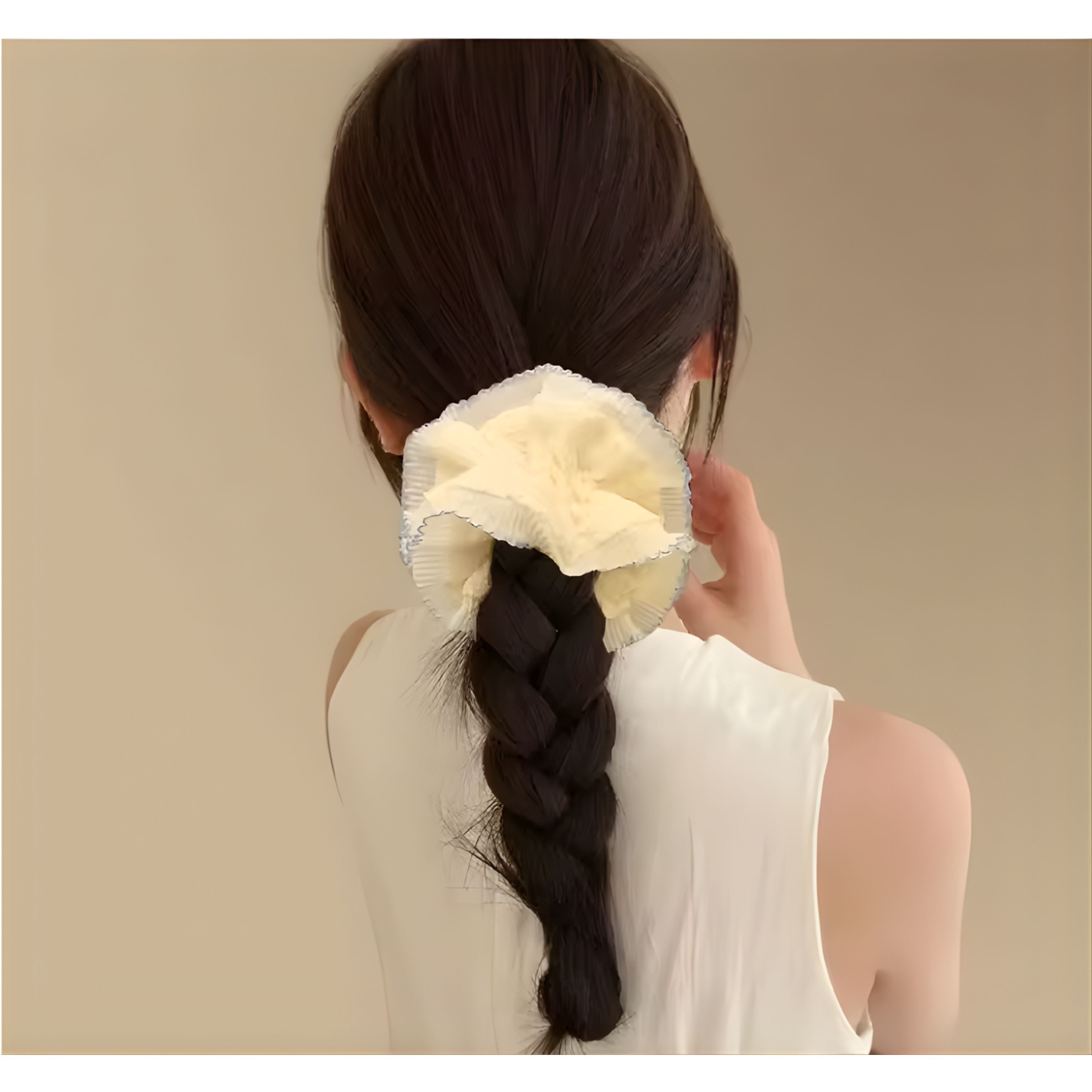 Kitcheniva Large Double-Layer Scrunchie 1 Pcs, Blue Lace