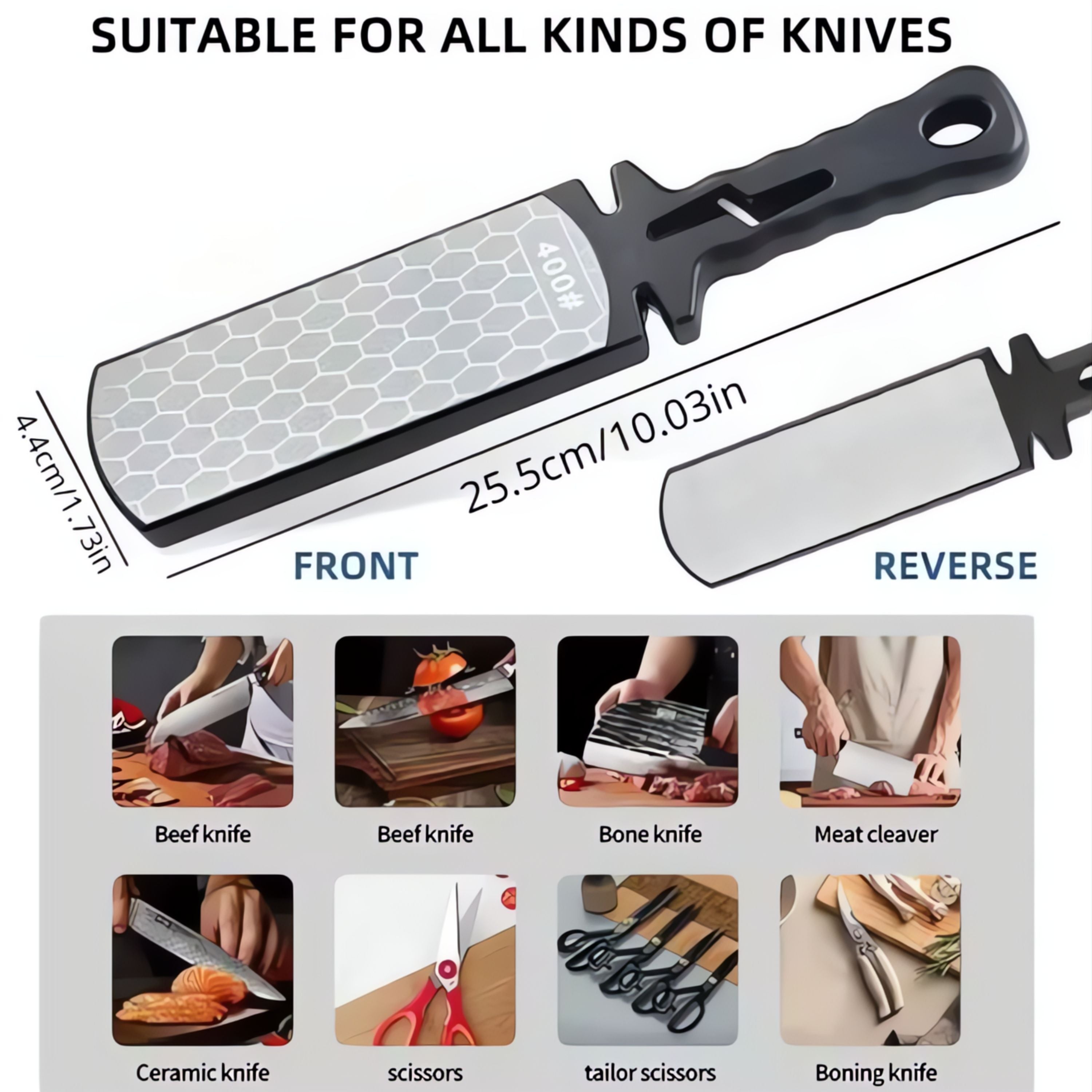 Kitcheniva 5-in-1 Diamond Knife Sharpener - Titanium Coated with Scissor Sharpener Attachment