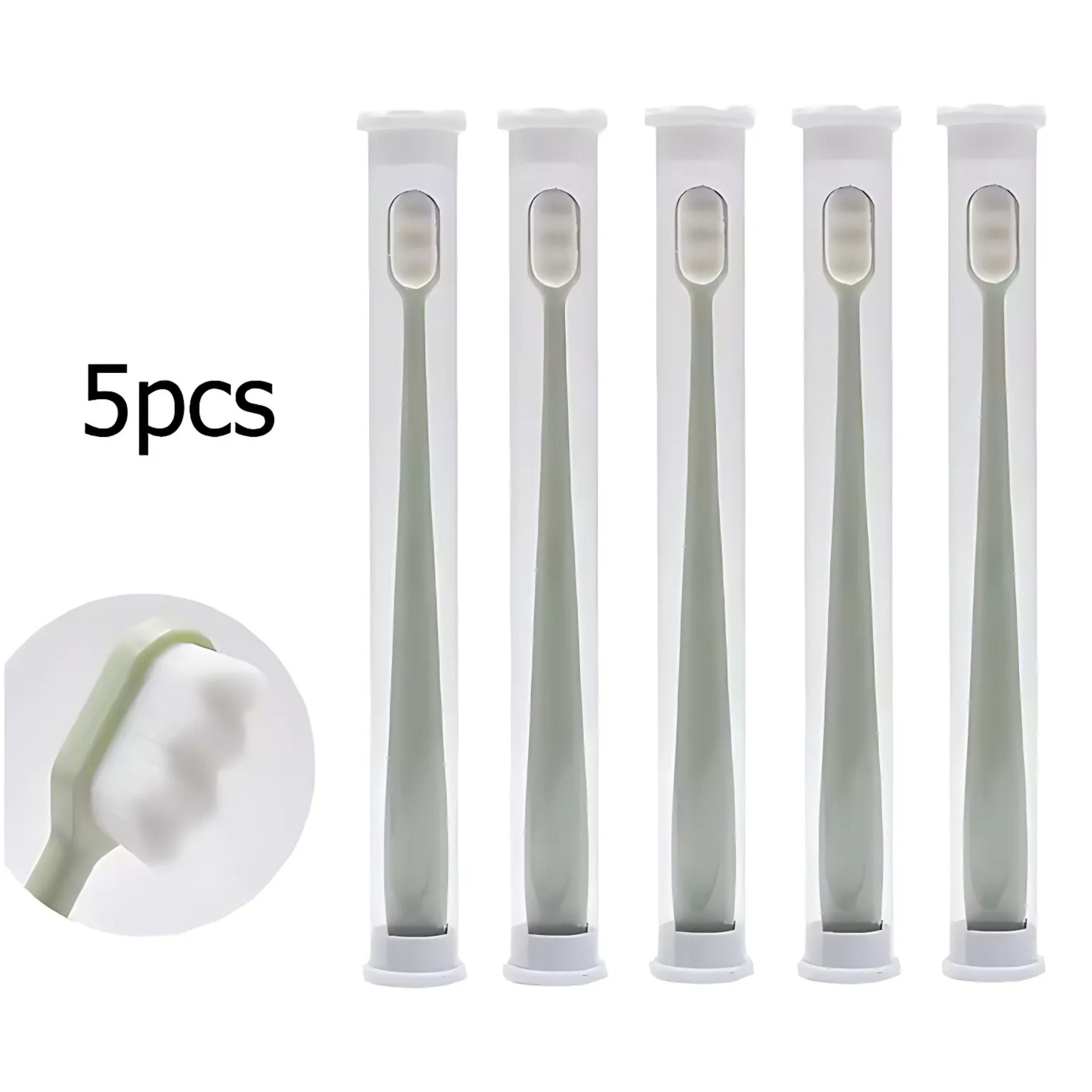 Kitcheniva 5 Pack Ultra-Fine Bristle Toothbrush for Sensitive Teeth, Green