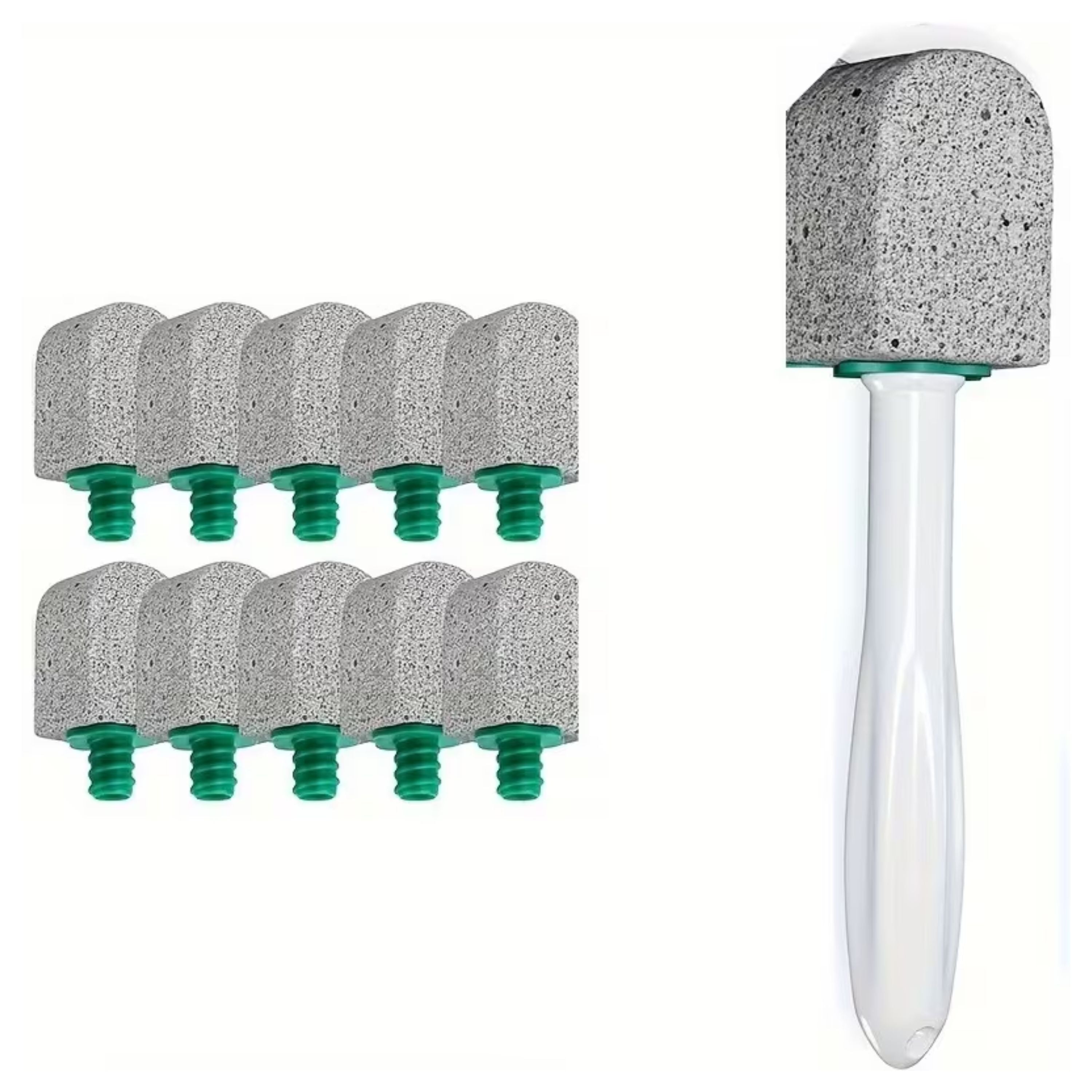 Kitcheniva Pumice Stone Toilet Bowl Cleaner with Handle (10 Pack)- 10 Pumice Stone Heads & 1 Handle