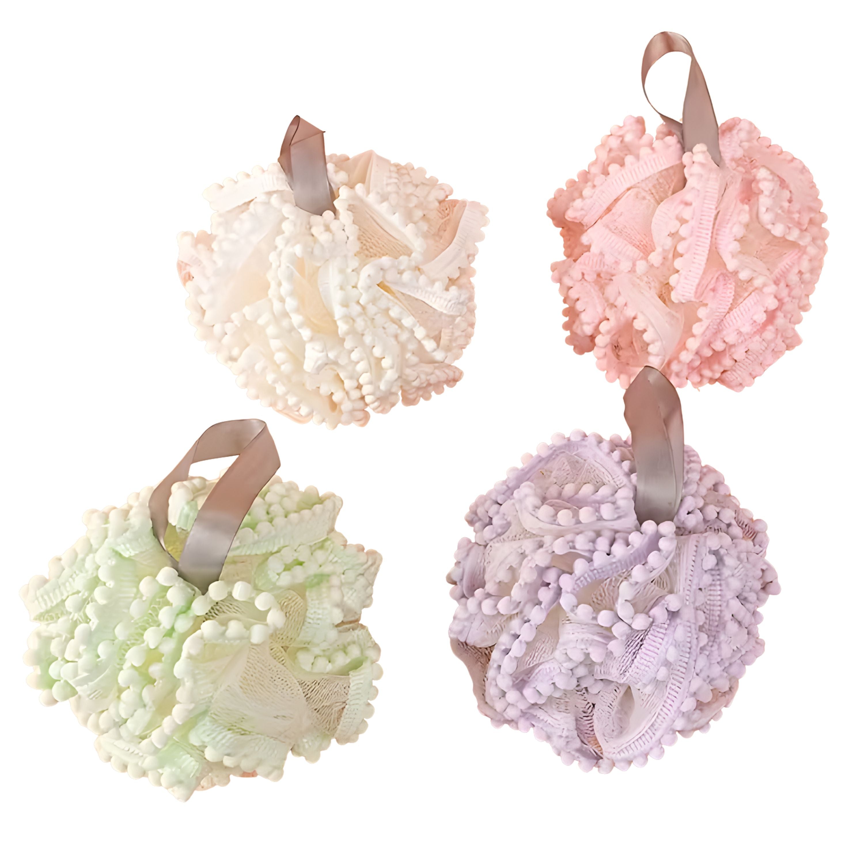 Kitcheniva 4 Pack Exfoliating Lace Soft Loofah Sponge