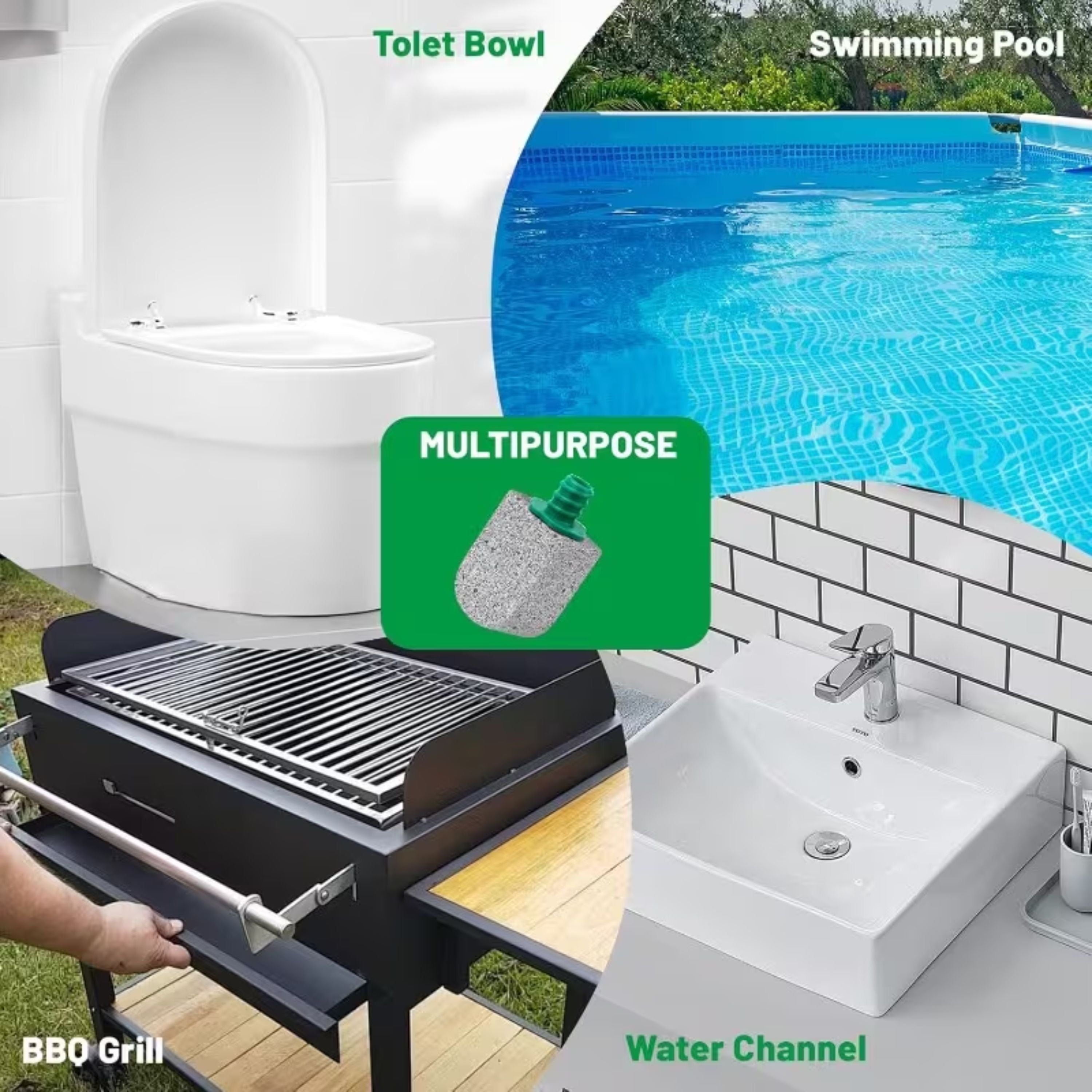 Kitcheniva Pumice Stone Toilet Bowl Cleaner with Handle (10 Pack)- 10 Pumice Stone Heads & 1 Handle