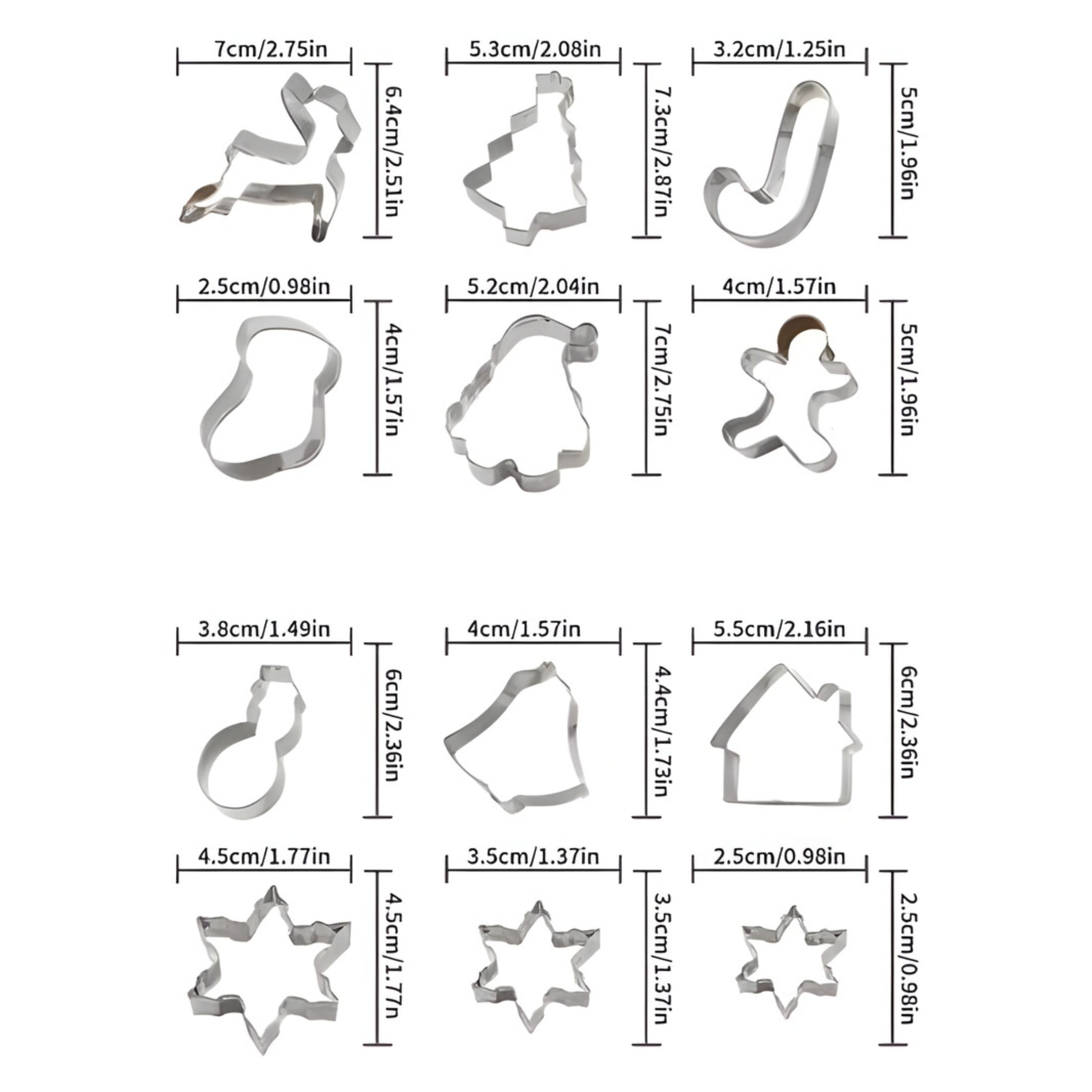 Kitcheniva Christmas Cookie Cutter Variety Pack - Christmas Tree, Santa, Gingerbread Man, Snowman, Reindeer