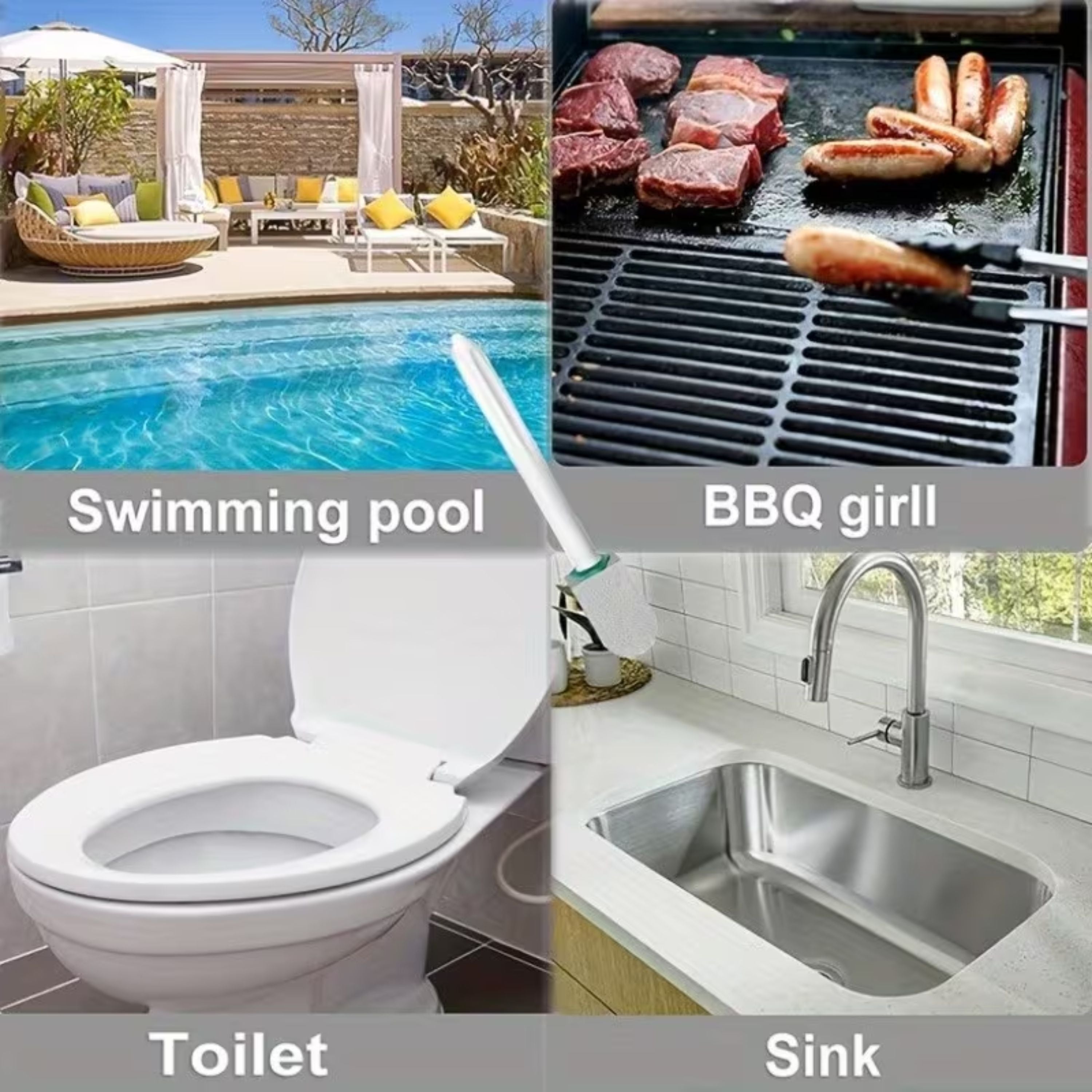 Kitcheniva Pumice Stone Toilet Bowl Cleaner with Handle (10 Pack)- 10 Pumice Stone Heads & 1 Handle