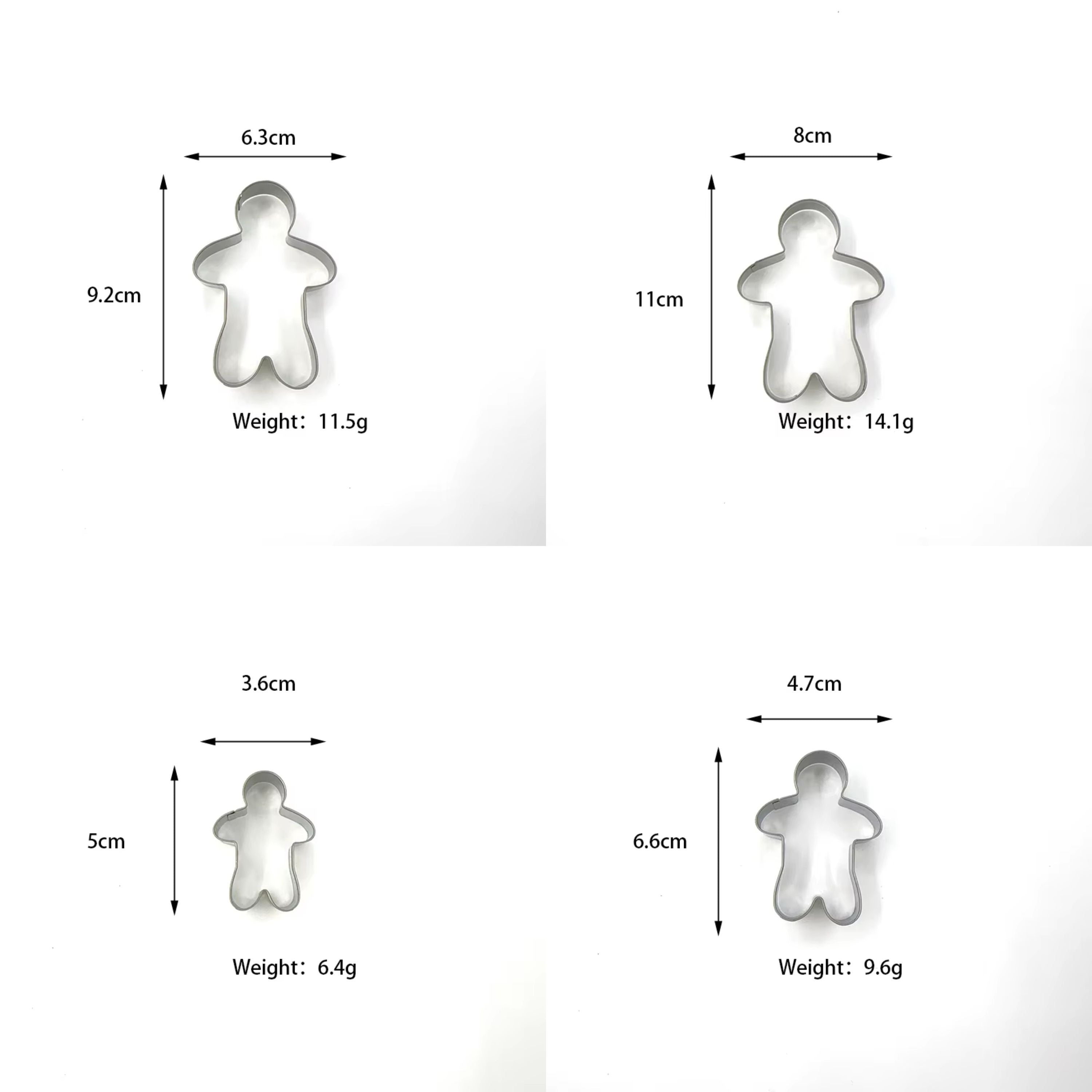 Kitcheniva Stainless Steel Gingerbread Man Cookie Cutter 4 Pcs