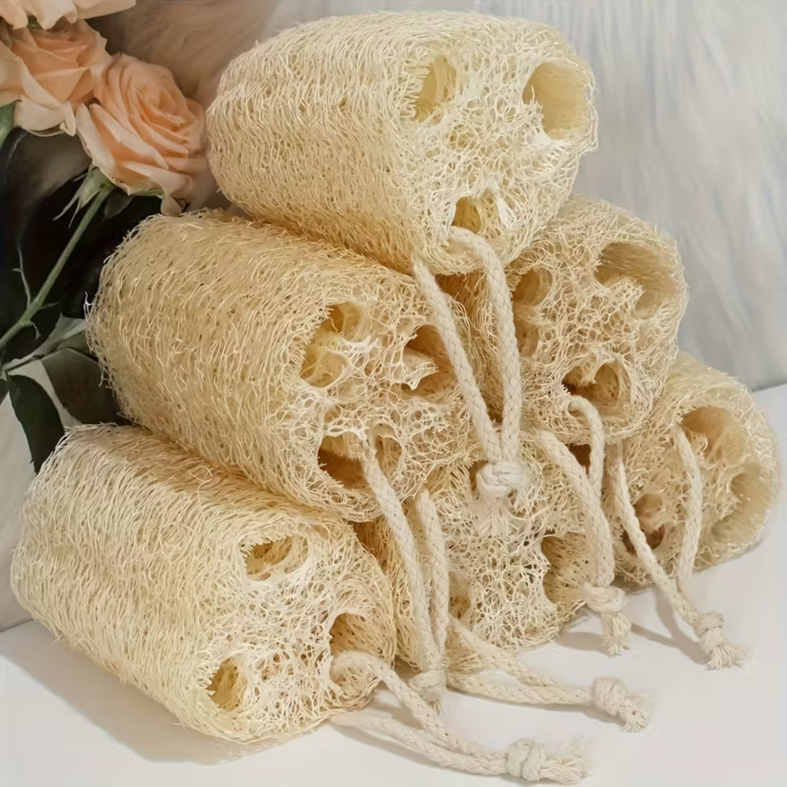 Kitcheniva 6 Pack Natural Exfoliating Loofah Sponge Body Scrubber