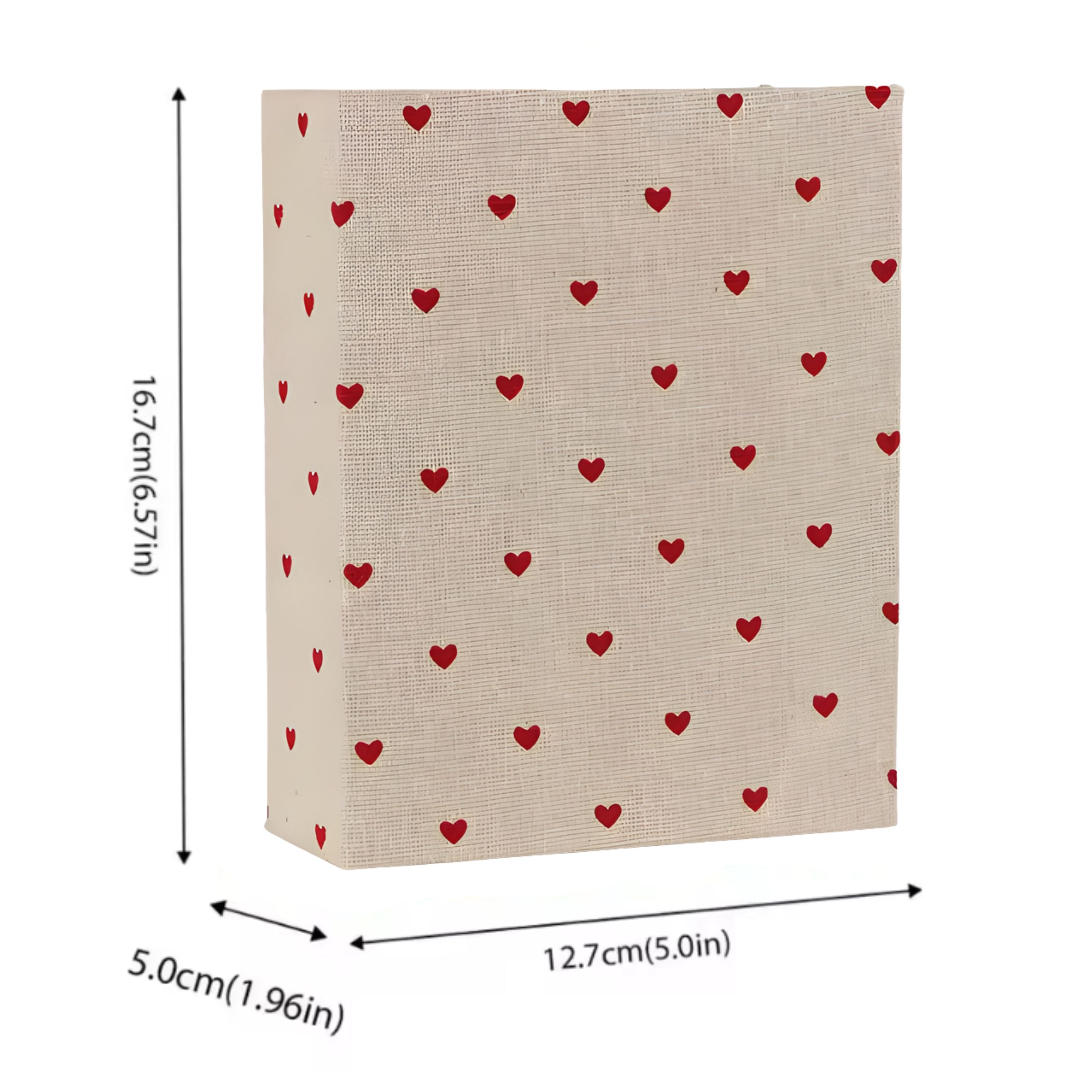 Kitcheniva Small Linen Cover Photo Album for 100 Photos, 4x6 Photo Album, Red Hearts