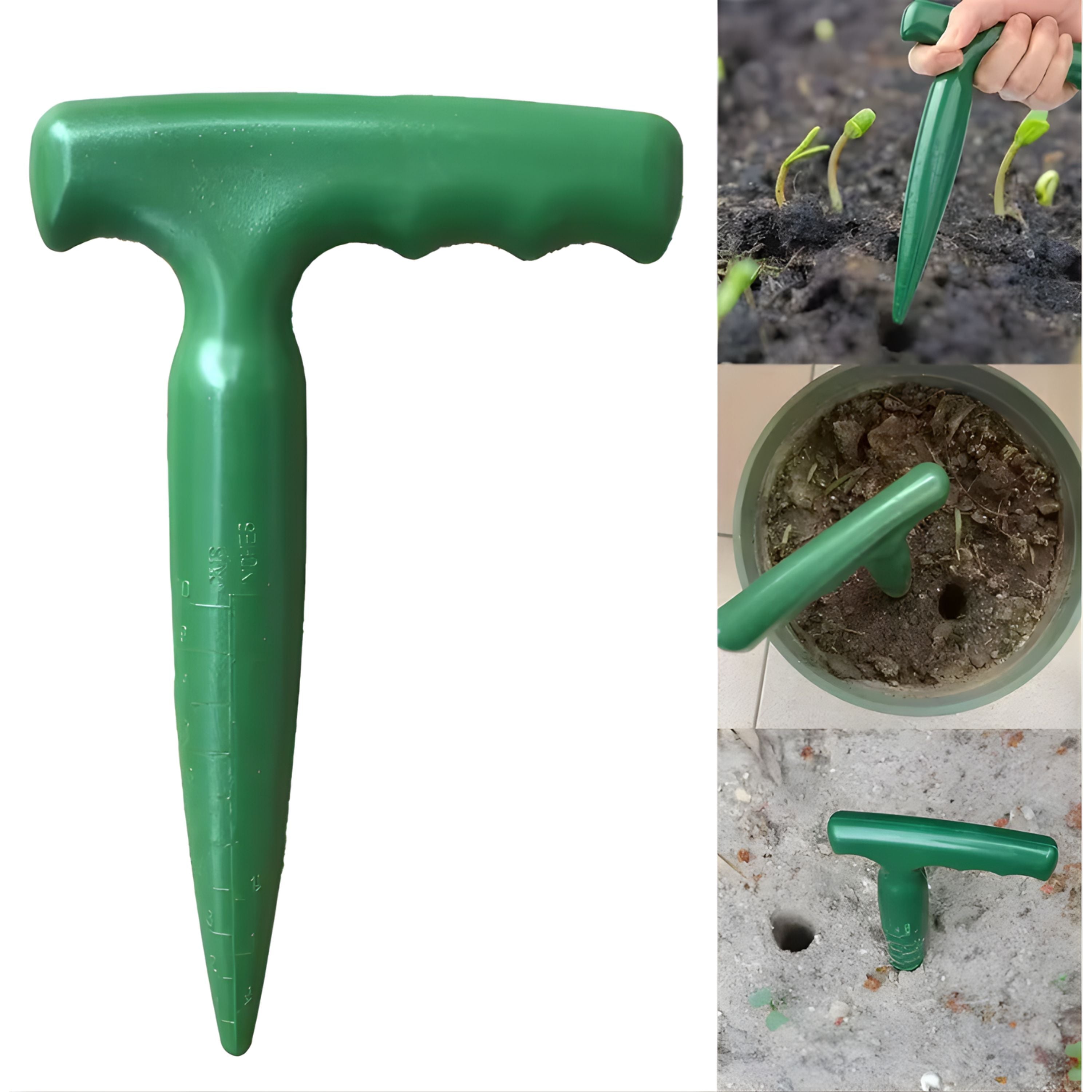 Kitcheniva Garden Hole Digging Dibber Tool with Depth Measurements - Used to Dig Holes for Planting Seeds and Seedlings