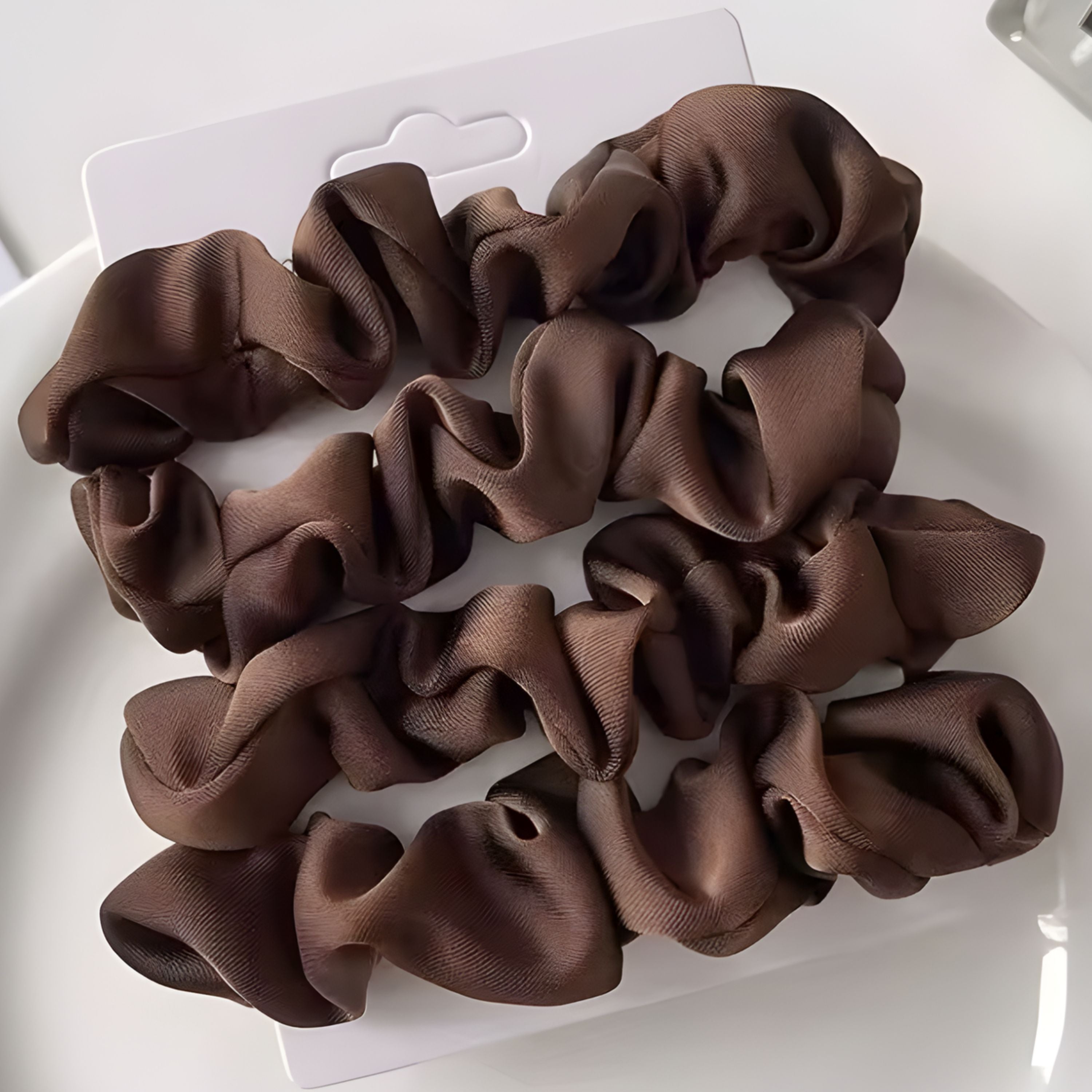 Kitcheniva Silky Satin Scrunchies 4 Pcs, Brown