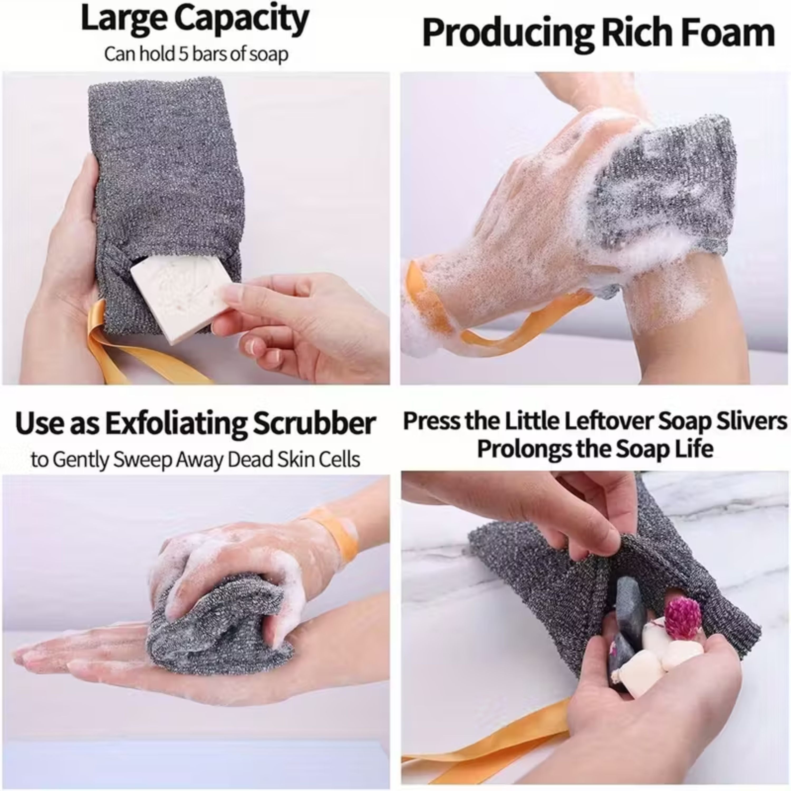 Kitcheniva Exfoliating Soap Saver Pouch with Wrist Strap 6 Pcs