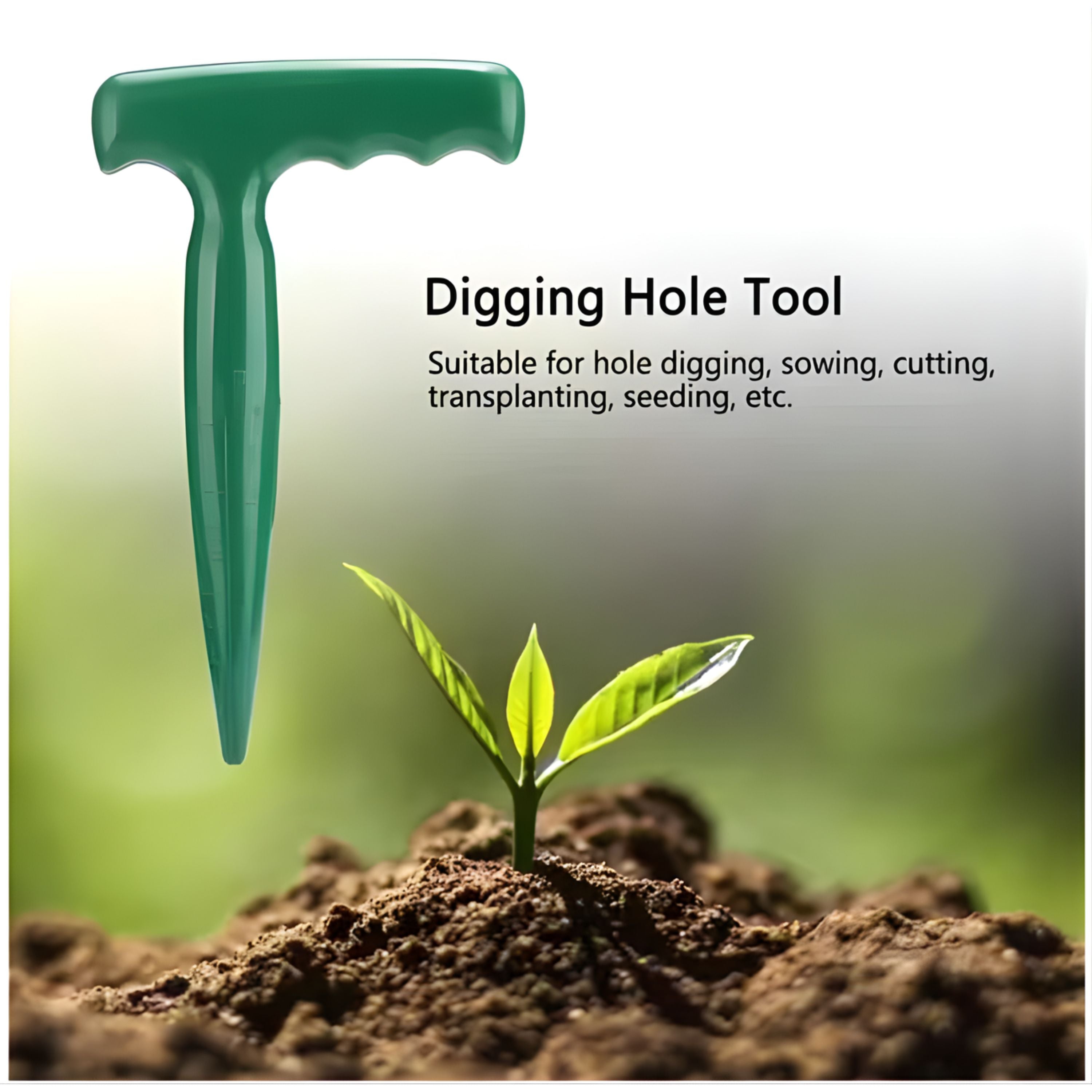 Kitcheniva Garden Hole Digging Dibber Tool with Depth Measurements - Used to Dig Holes for Planting Seeds and Seedlings