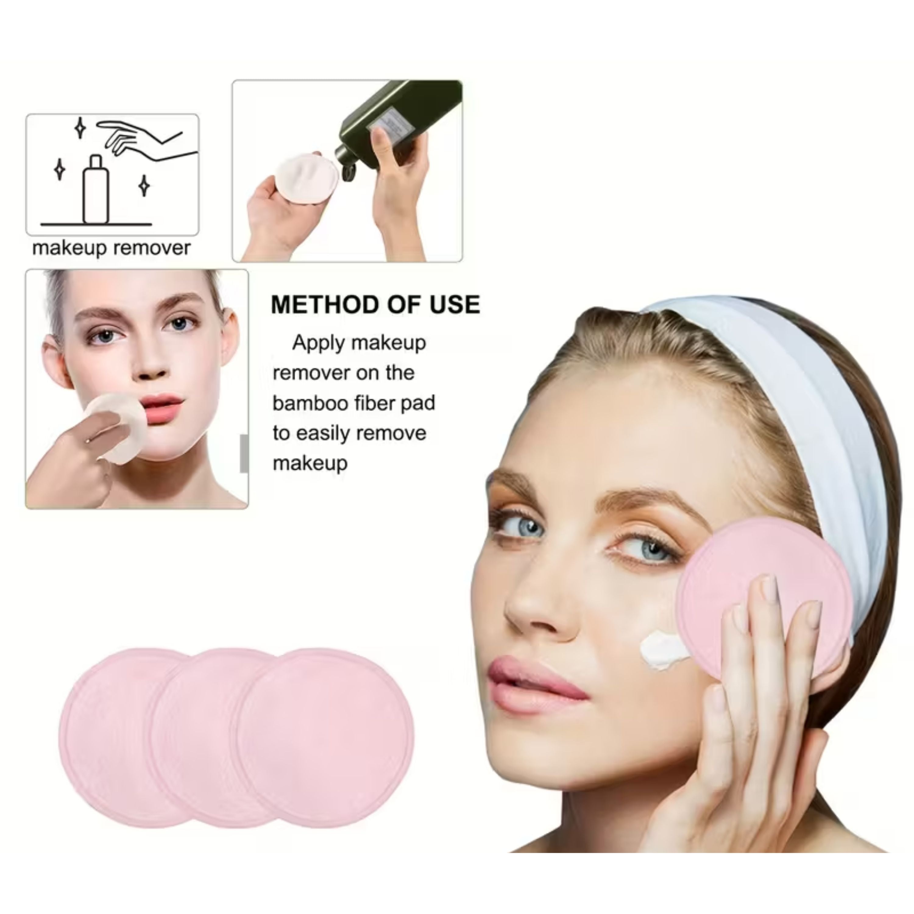 Kitcheniva 10 Pack Reusable Soft Makeup Remover Pads, Pink