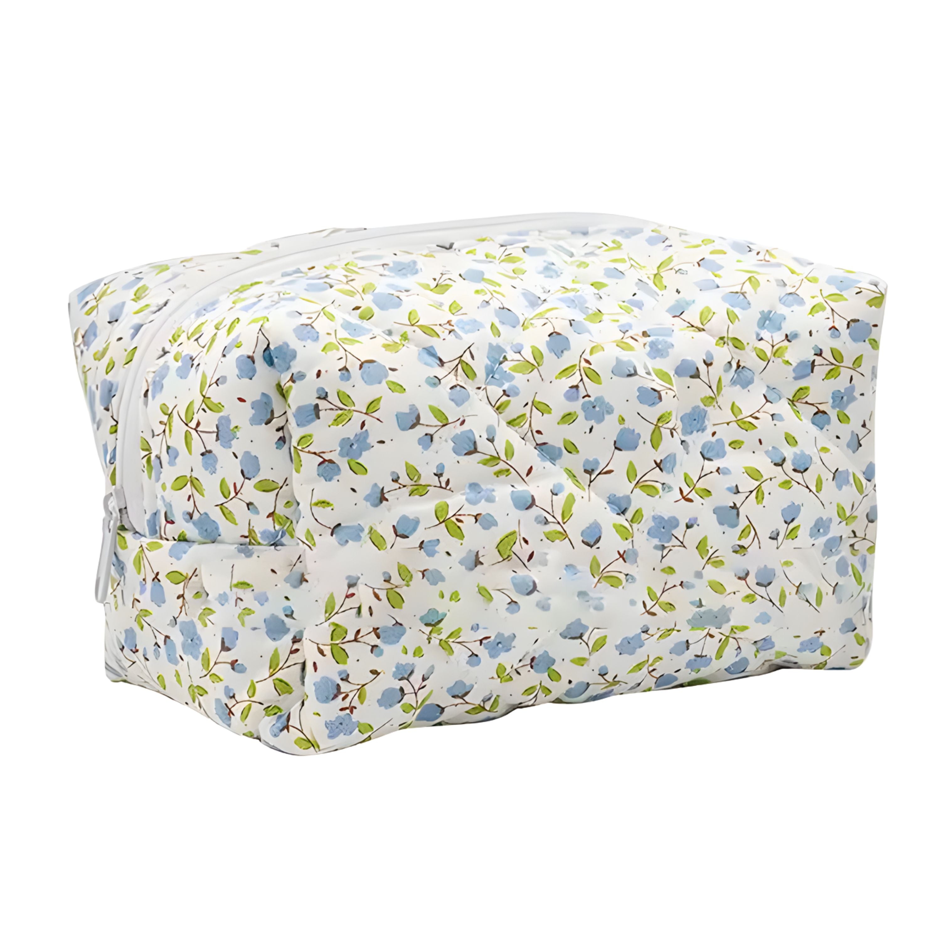 Kitcheniva Quilted Puffy Floral Makeup Bag with Zipper Closure, Blue