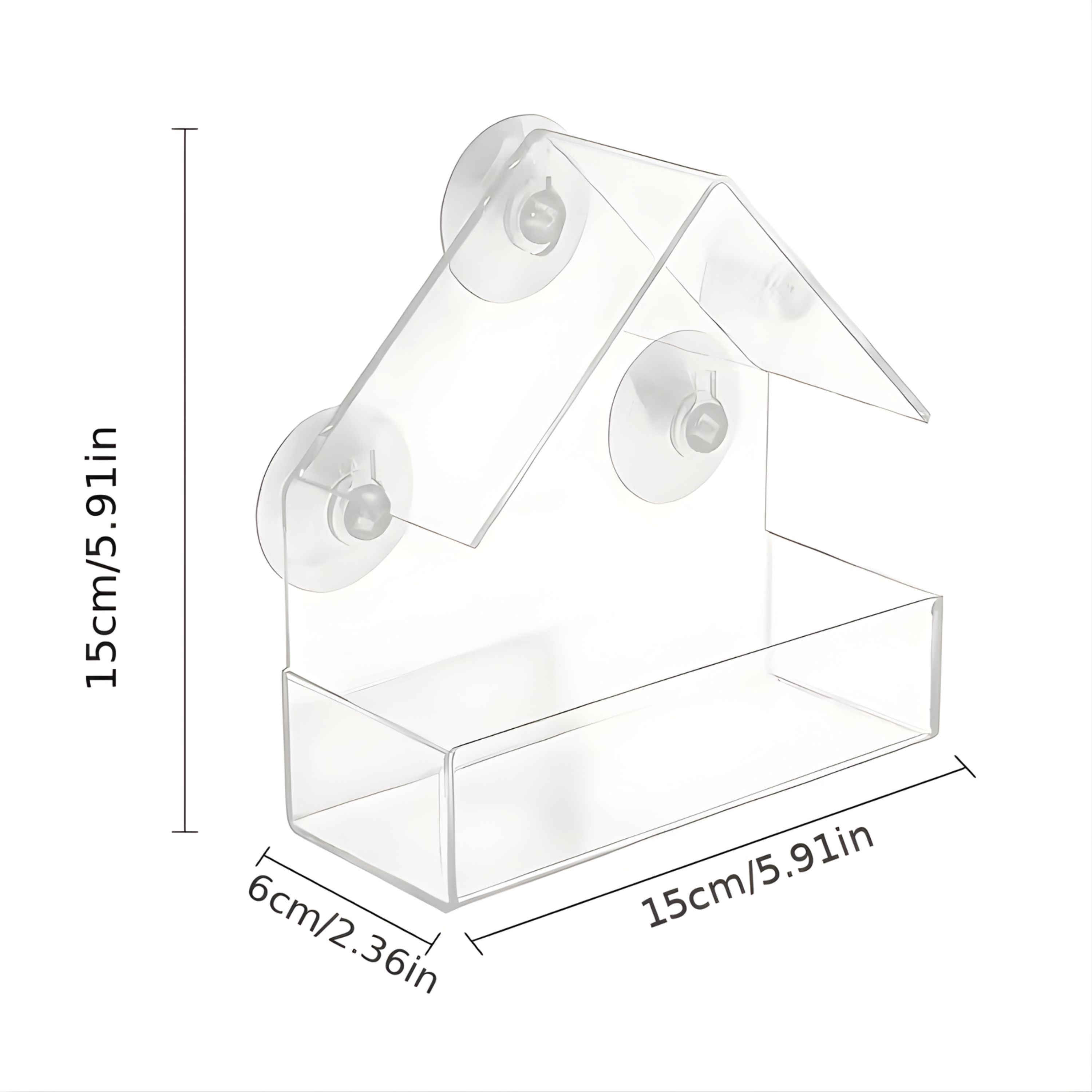 Kitcheniva Acrylic Clear Bird Feeder with Suction Cups