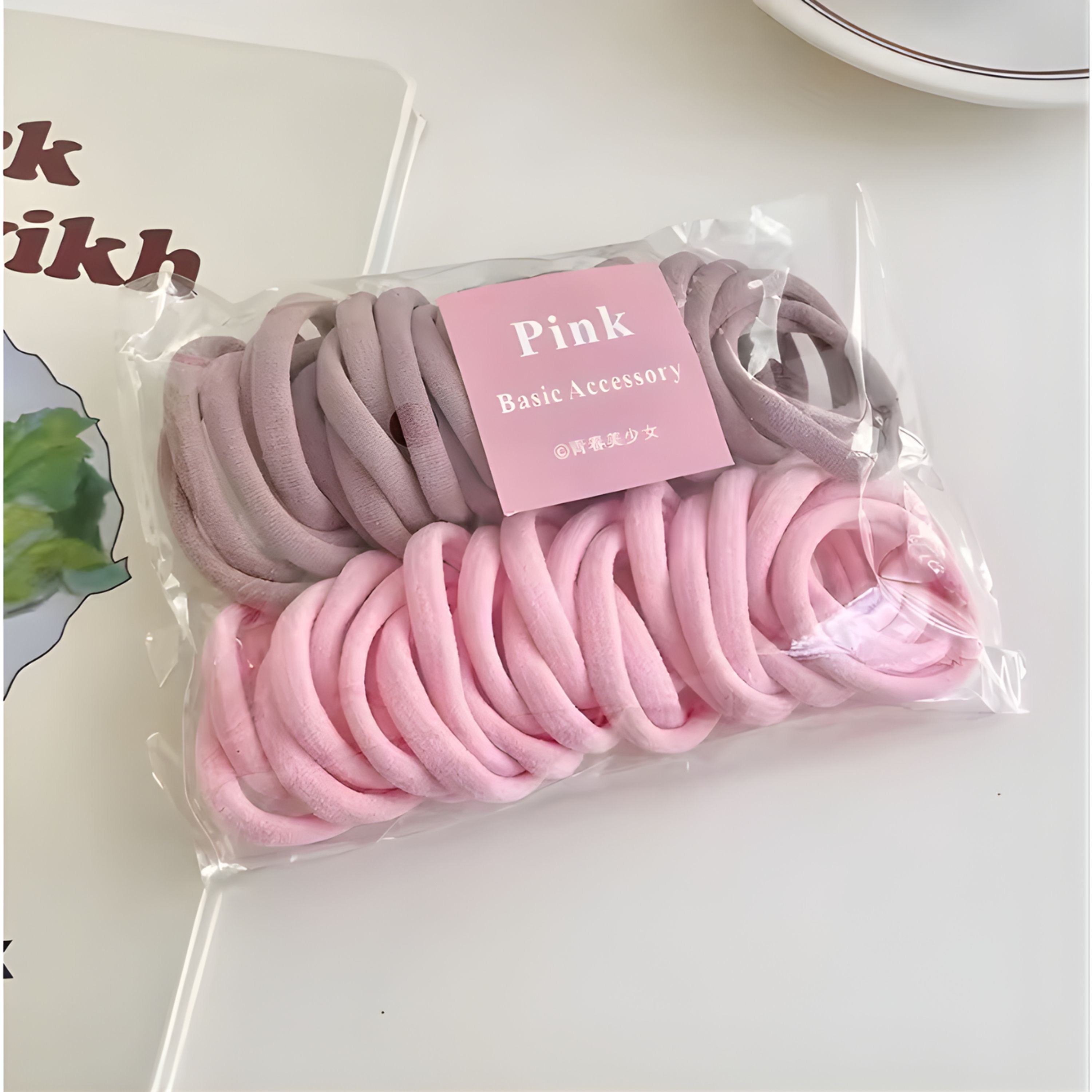 Kitcheniva 50 Pack Elastic Nylon Hair Tie Bands, Pink