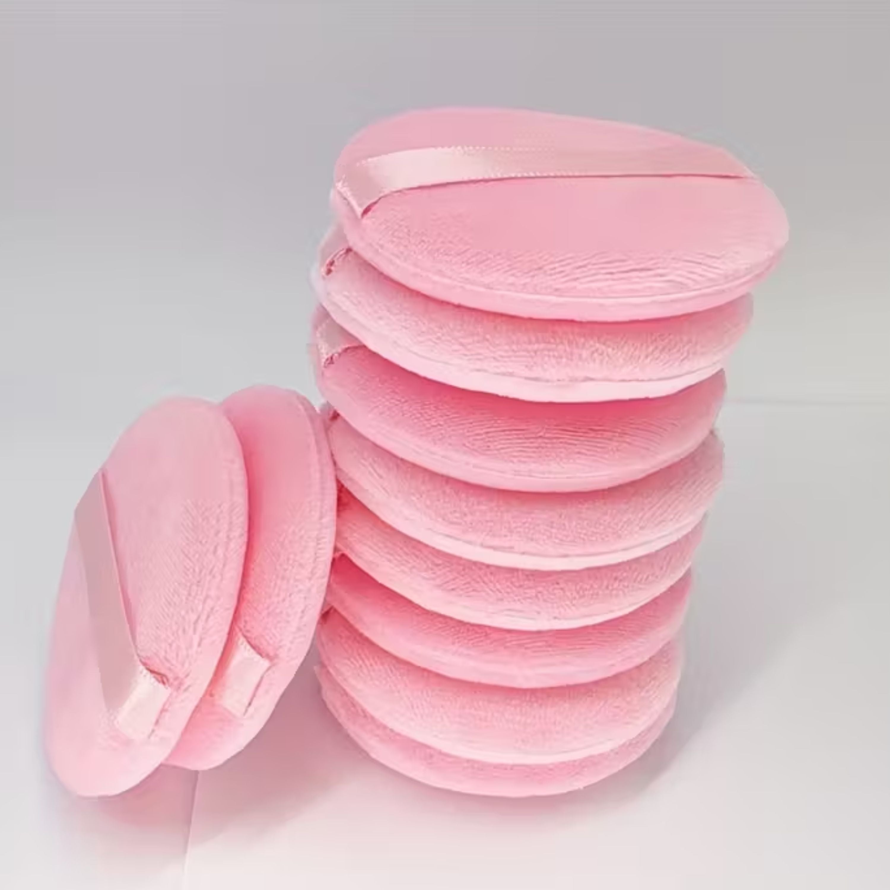 Kitcheniva 10 Pack Soft Velvet Makeup Powder Puffs with Finger Strap, Pink