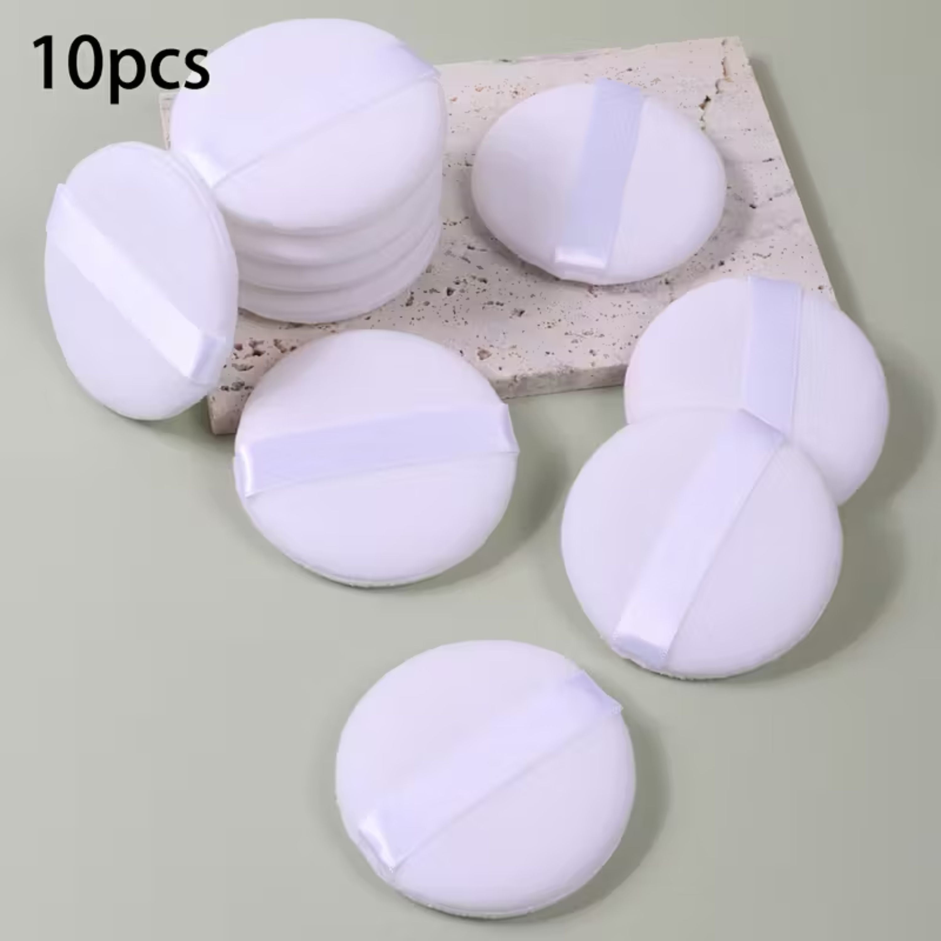 Kitcheniva 10 Pack Hydrophilic Makeup Puffs with Finger Strap, White