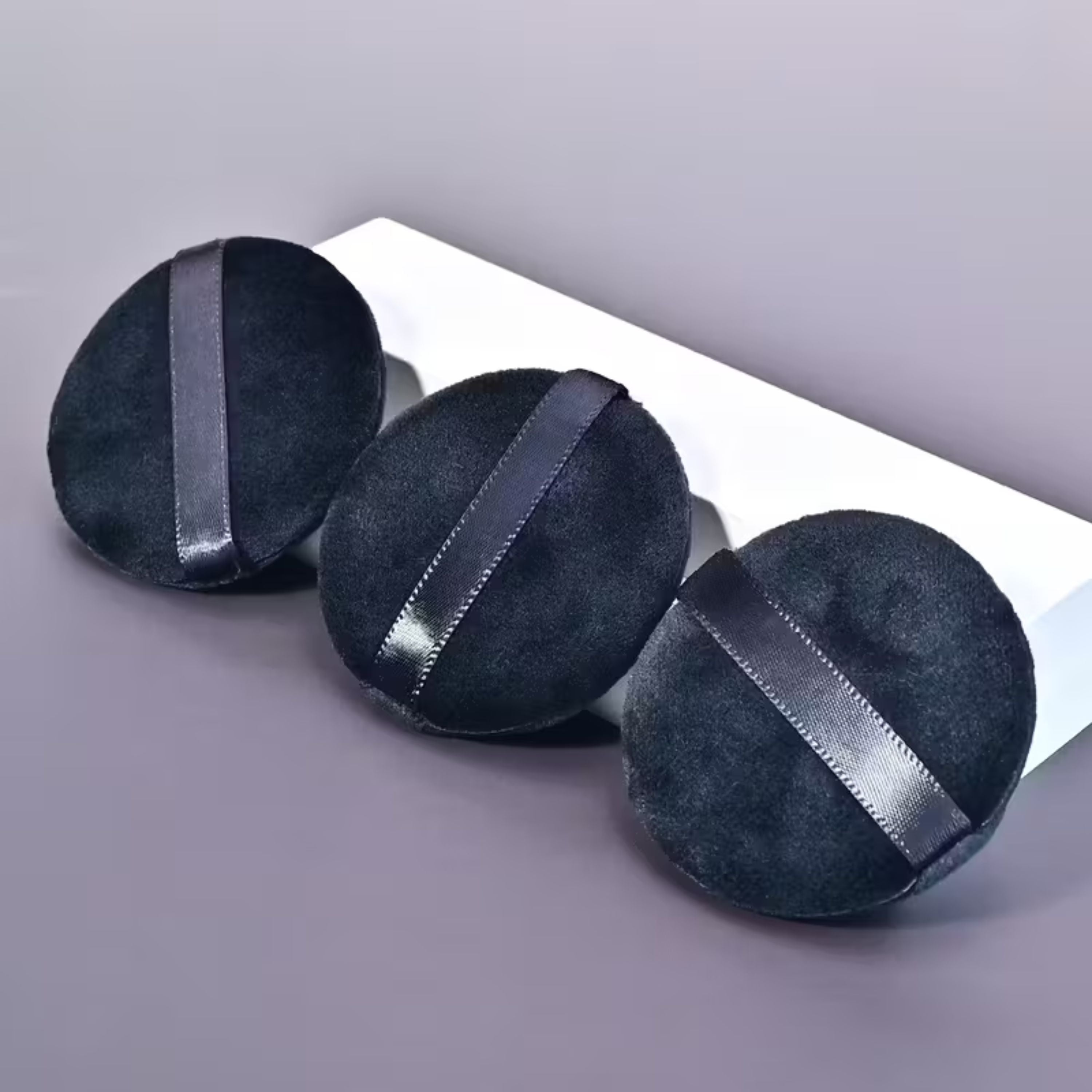 Kitcheniva 3 Pack Soft Makeup Powder Puffs with Finger Strap, Black