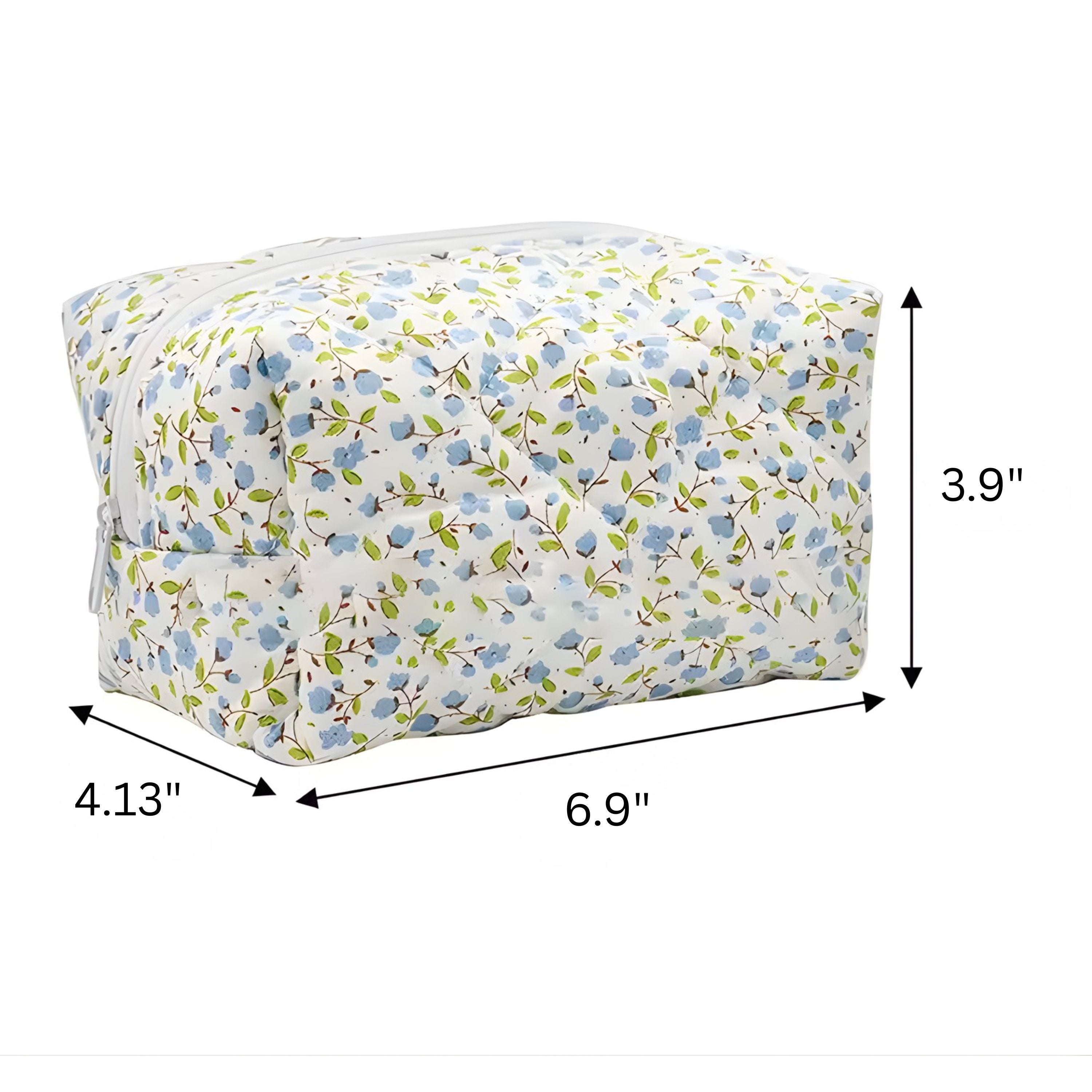Kitcheniva Quilted Puffy Floral Makeup Bag with Zipper Closure, Blue