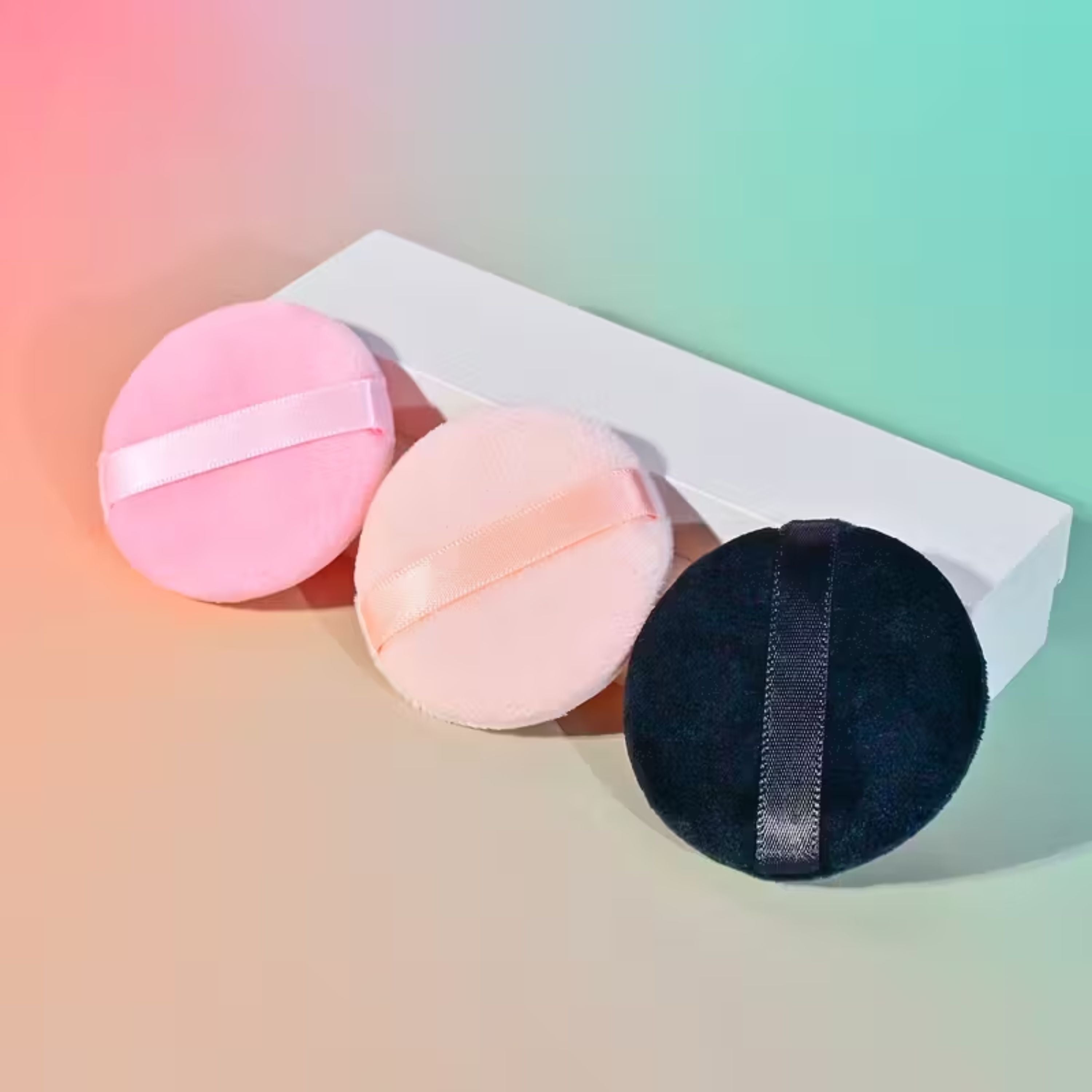 Kitcheniva 3 Pack Soft Makeup Powder Puffs with Finger Strap, Multicolor