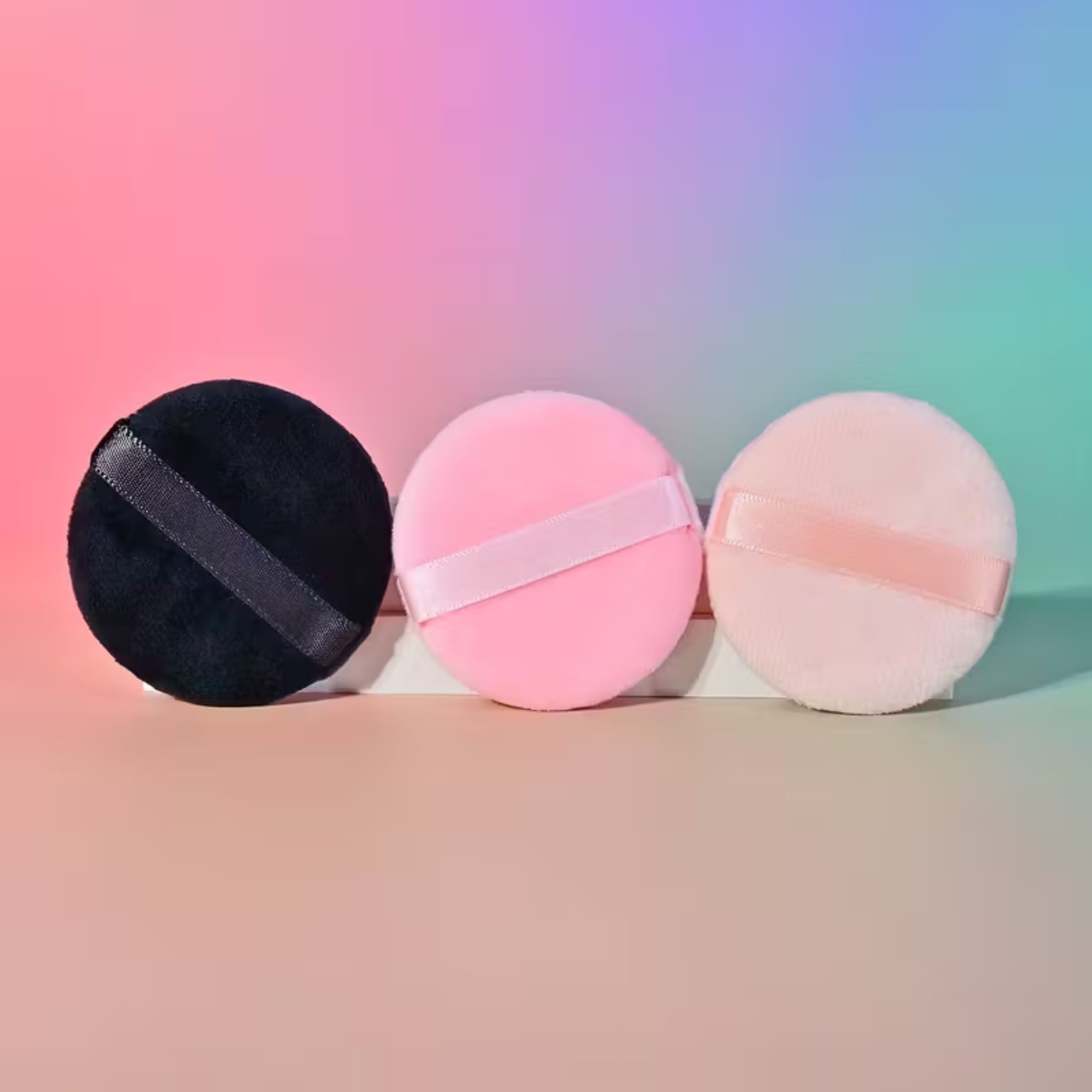 Kitcheniva 3 Pack Soft Makeup Powder Puffs with Finger Strap, Multicolor