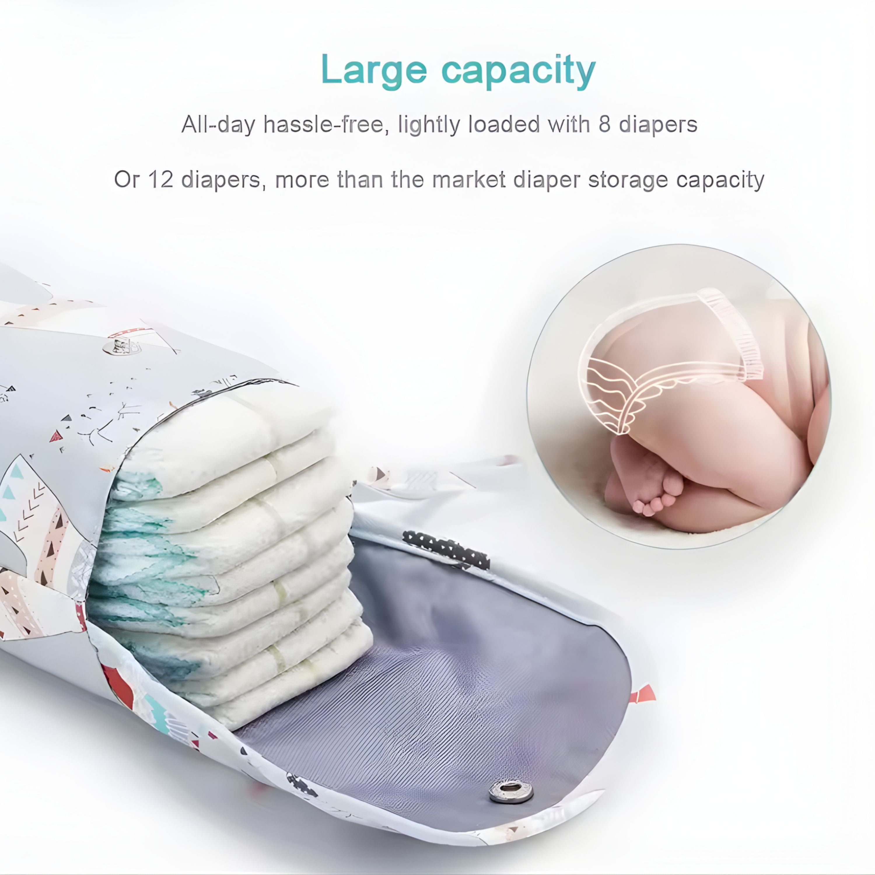 Kitcheniva Small Waterproof Baby Diaper Storage Bag, Cartoon Design