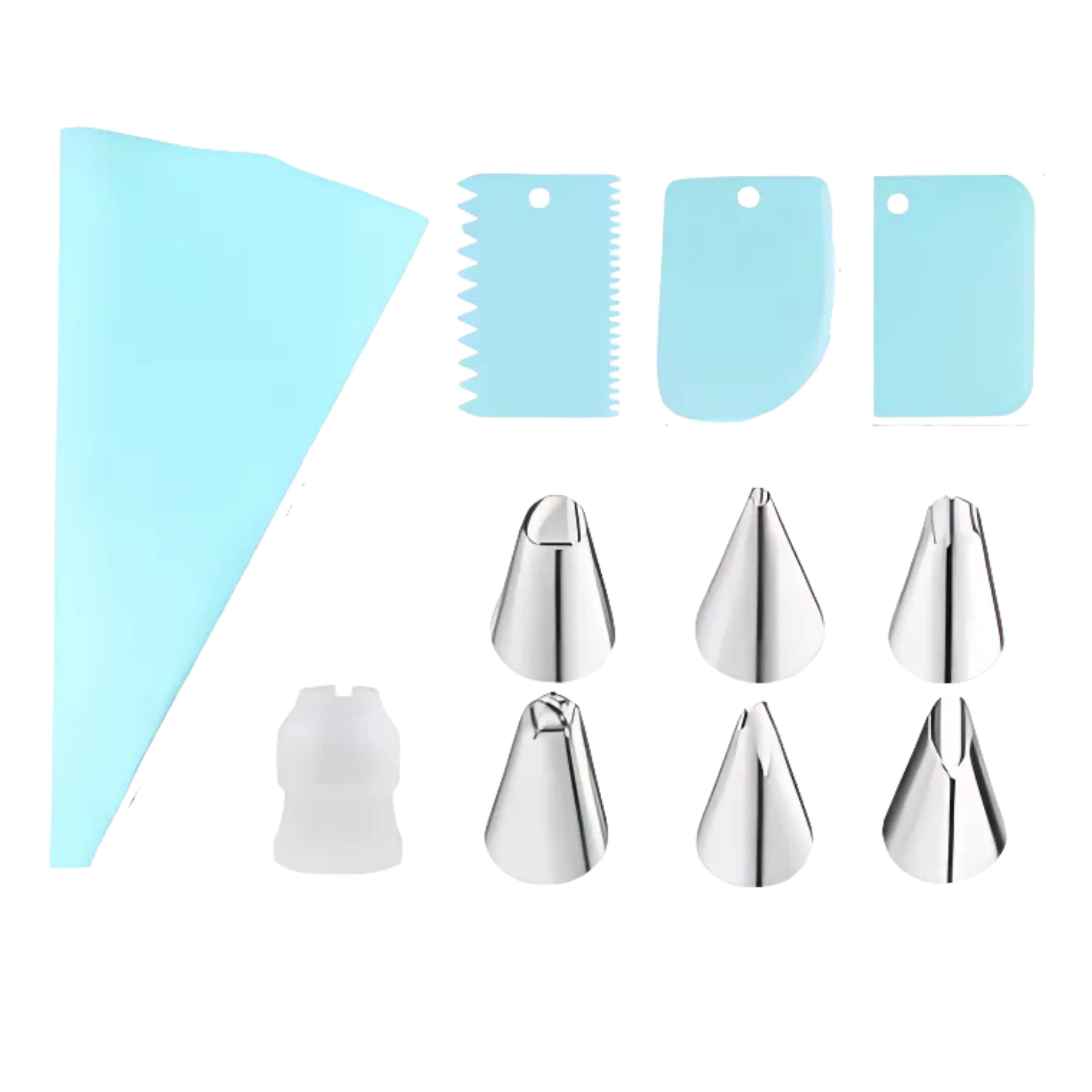 Kitcheniva Reusable Silicone Piping Bag with Accessories, 11 Pcs Set, Blue