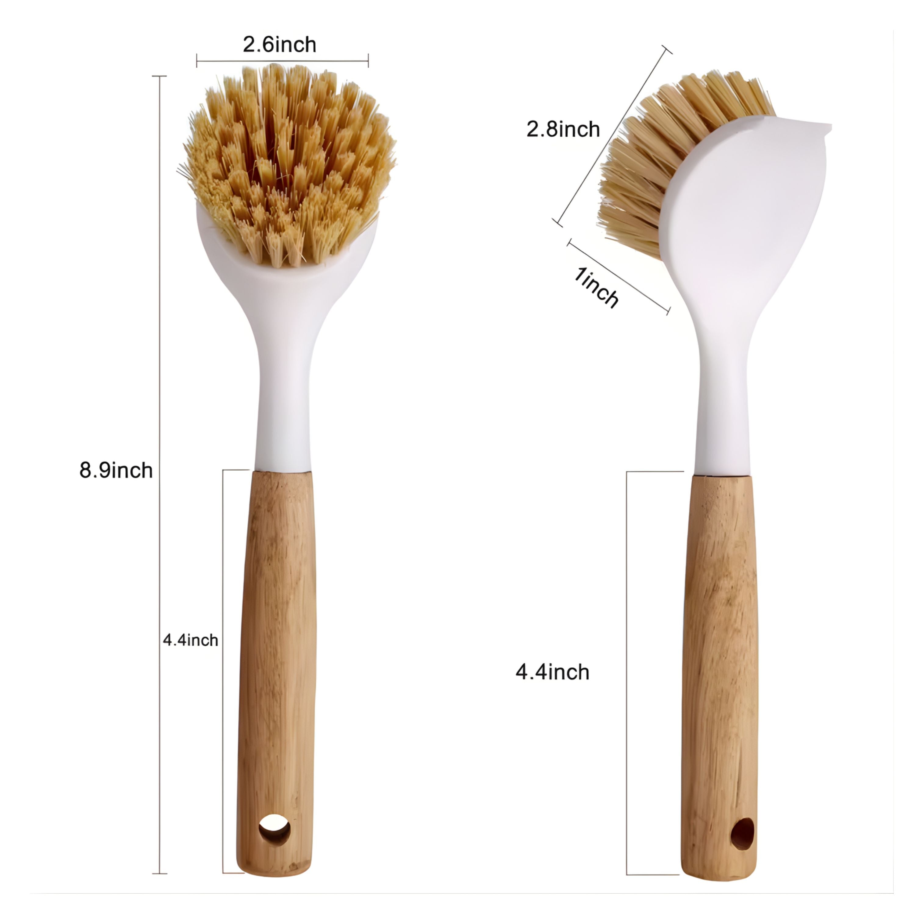 Kitcheniva Nylon Cleaning Brush with Bamboo Handle 1 Pcs - For Cleaning Dishes, Stove & Sink