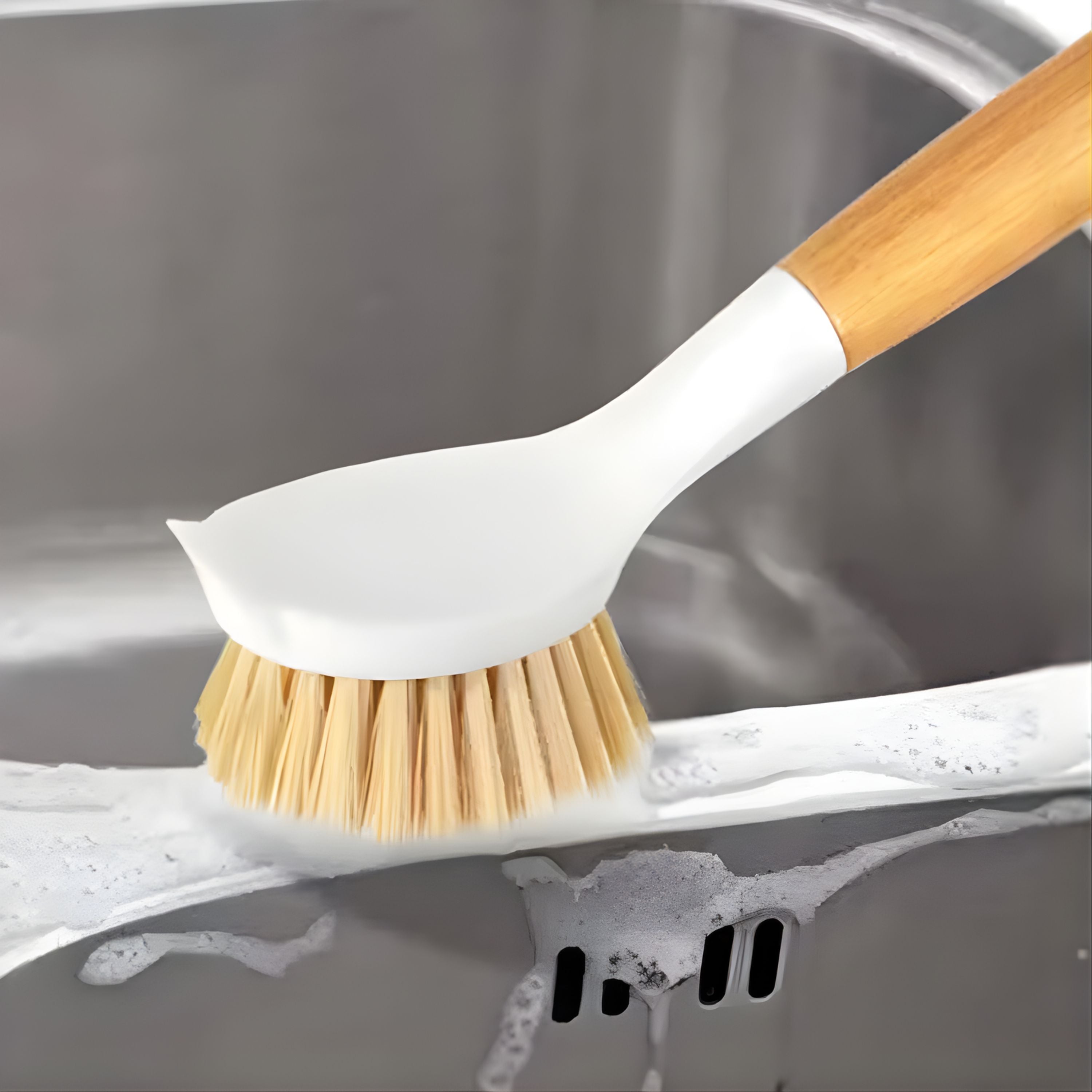 Kitcheniva Nylon Cleaning Brush with Bamboo Handle 1 Pcs - For Cleaning Dishes, Stove & Sink