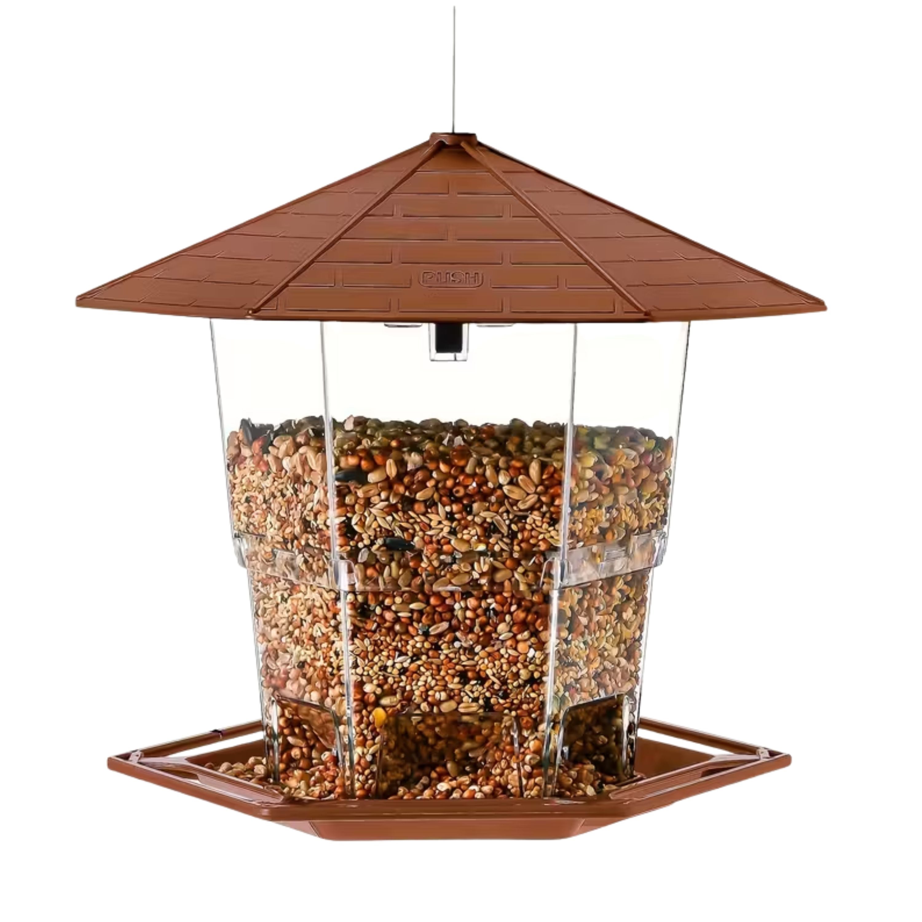 Kitcheniva Heavy-Duty Hanging Bird Feeder with Brown Roof