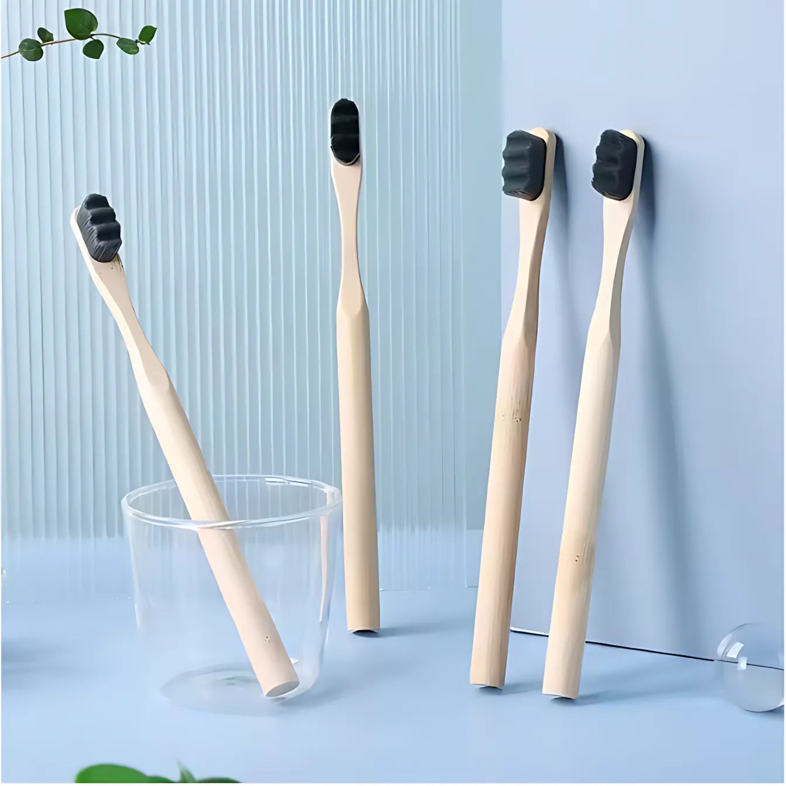 Kitcheniva 4 Pack Premium Bamboo Toothbrushes with Soft Bristles – Eco-Friendly, Biodegradable, Natural Toothbrush
