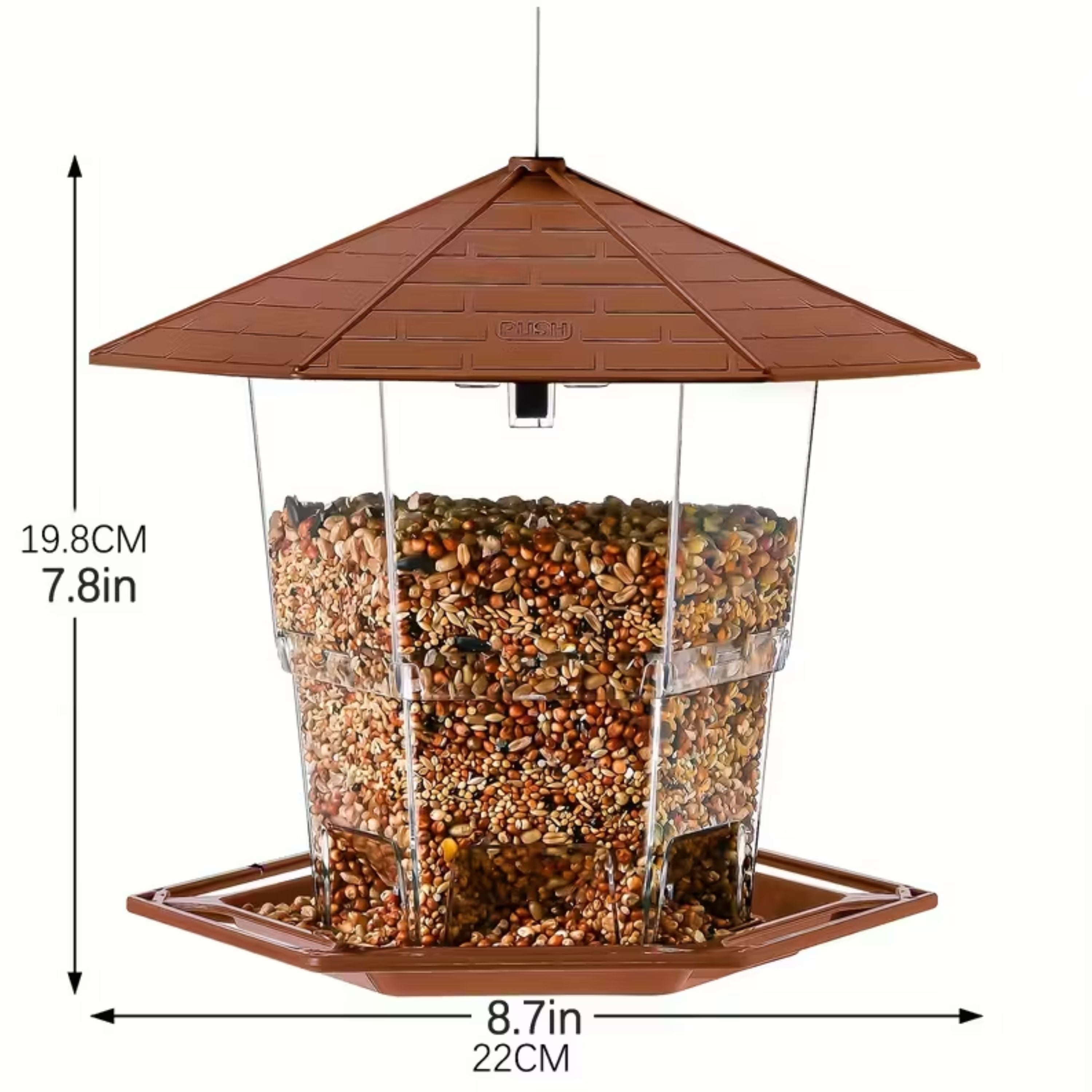 Kitcheniva Heavy-Duty Hanging Bird Feeder with Brown Roof