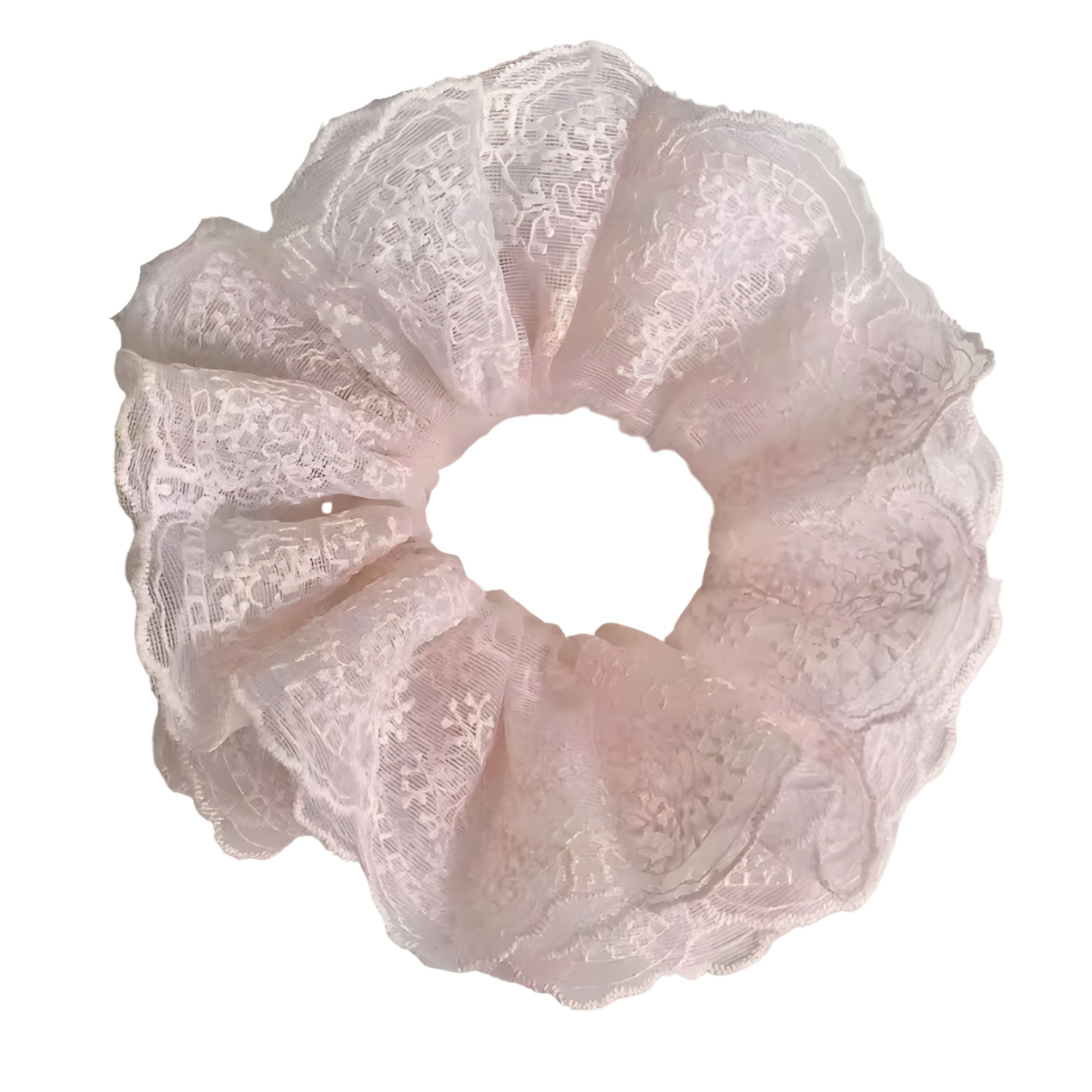 Kitcheniva Large Embroidered Lace Scrunchie 1 Pcs, Pink