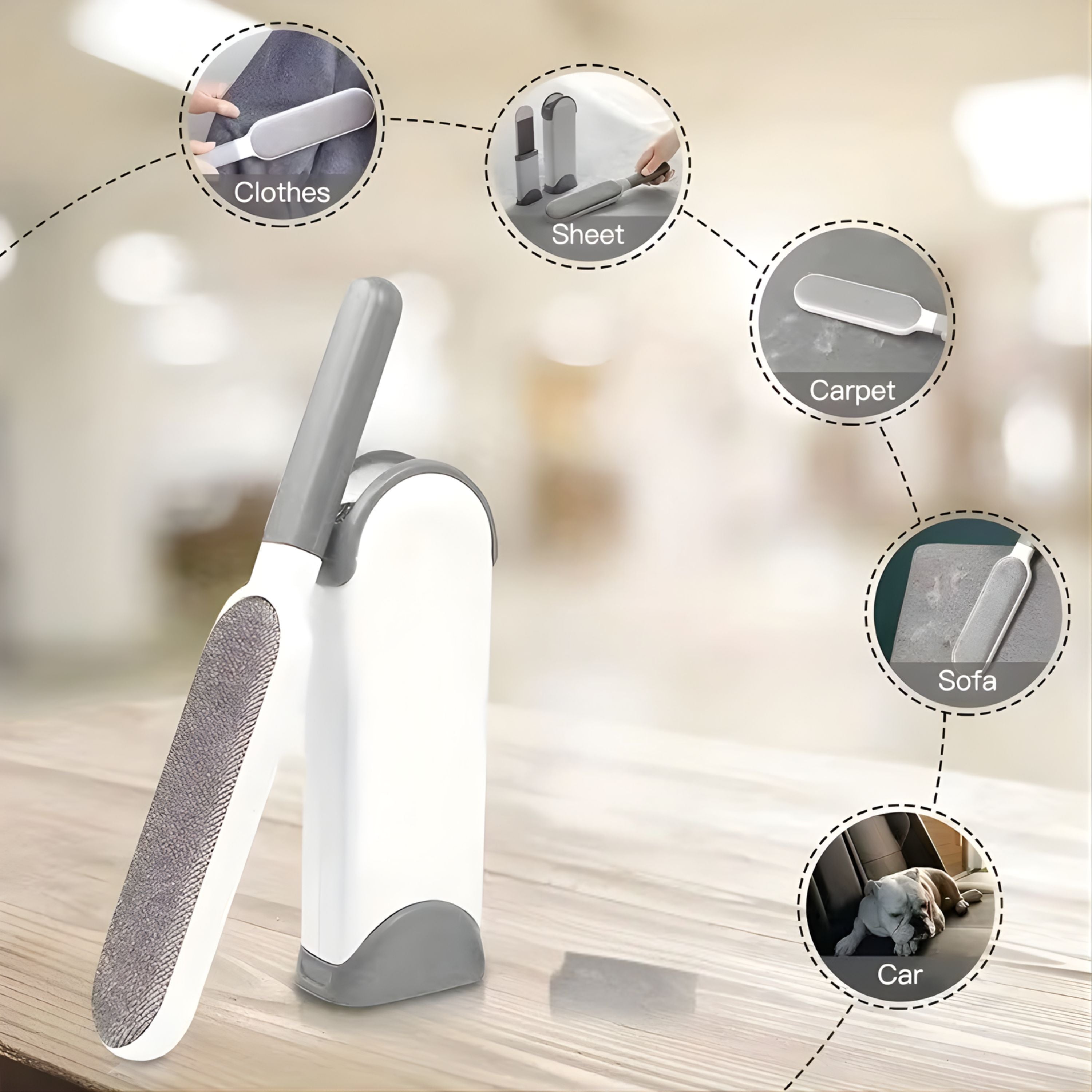Kitcheniva Large Double-Sided Lint Remover with Self-Cleaning Base - Removes Pet Hair, Lint, Dust