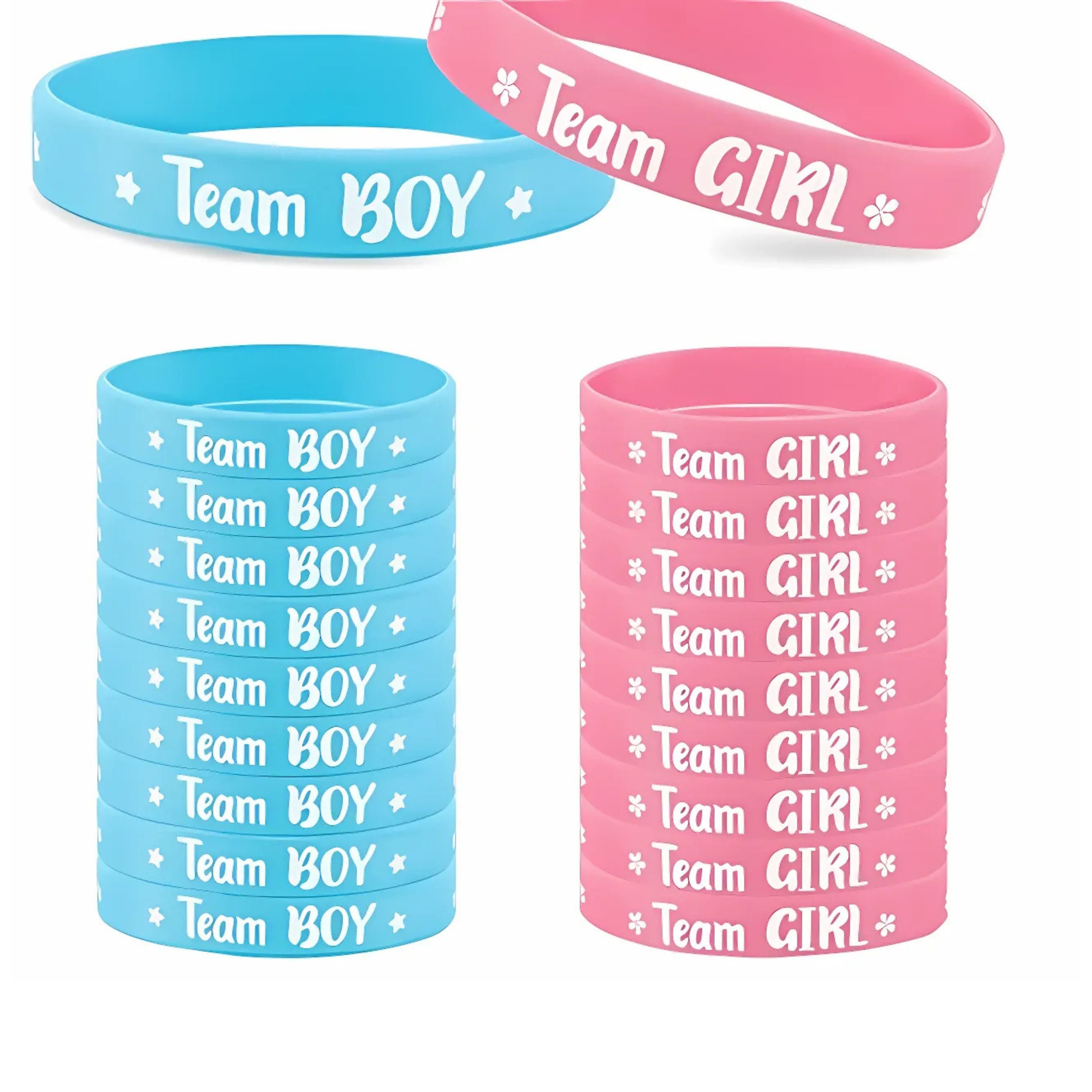 Kitcheniva 20 Pack Gender Reveal Bracelets – Baby Shower Decorations & Party Favors, Team Boy & Team Girl