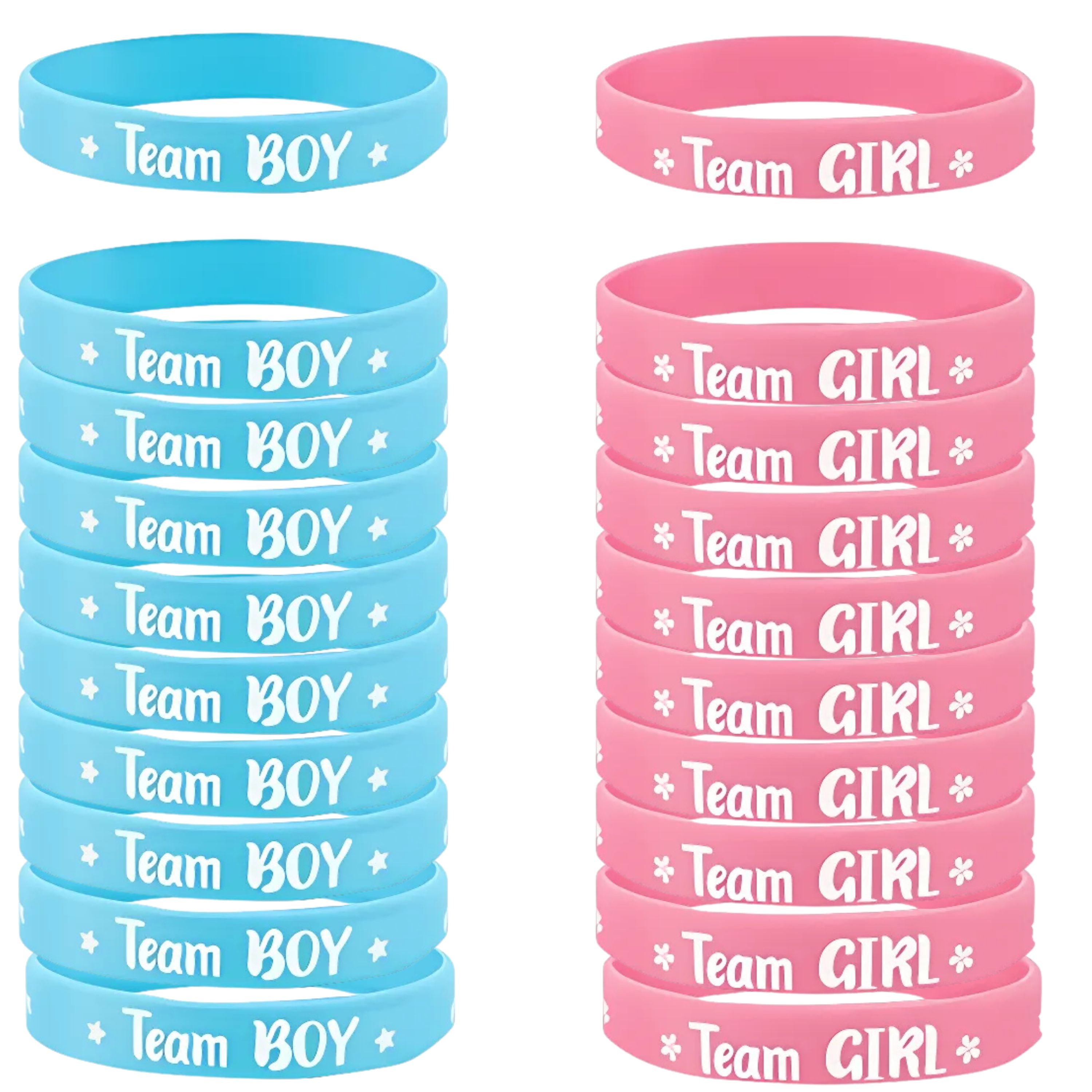 Kitcheniva 20 Pack Gender Reveal Bracelets – Baby Shower Decorations & Party Favors, Team Boy & Team Girl