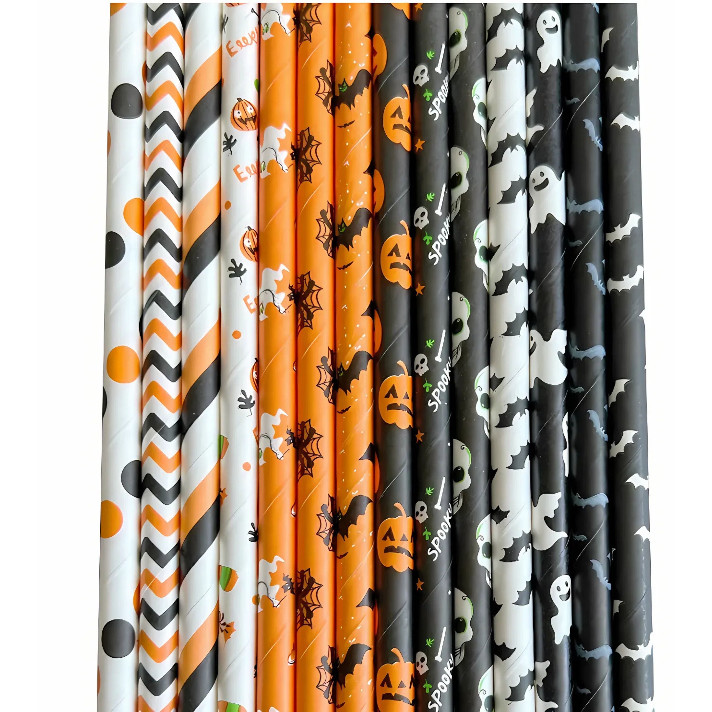 Kitcheniva Halloween Paper Straws – Biodegradable Decorative Straws for Soda, Milk Tea & Party Drinks 25 Pcs