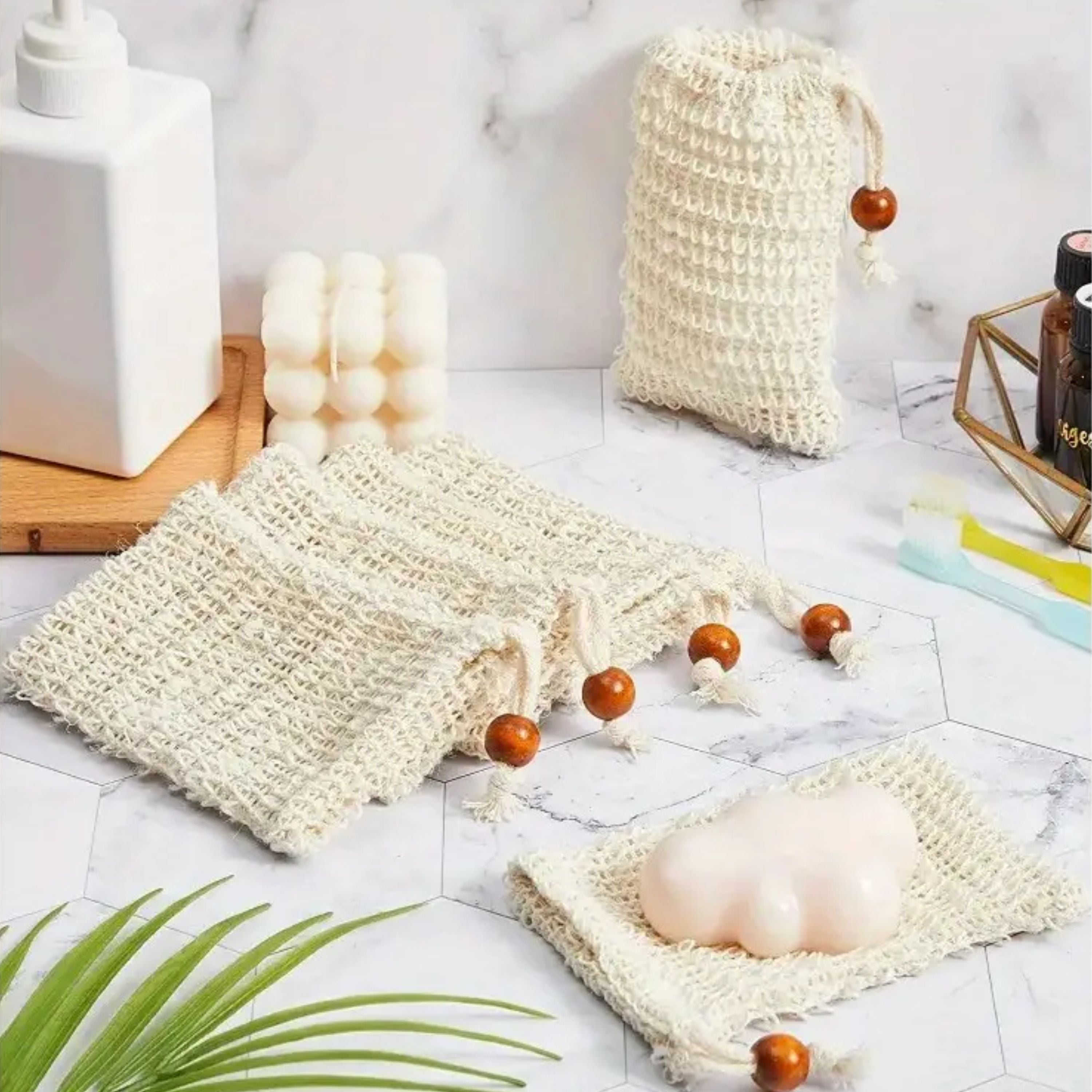 Kitcheniva Soap Savers Drawstring Bag for Bar Soap 5 Pcs